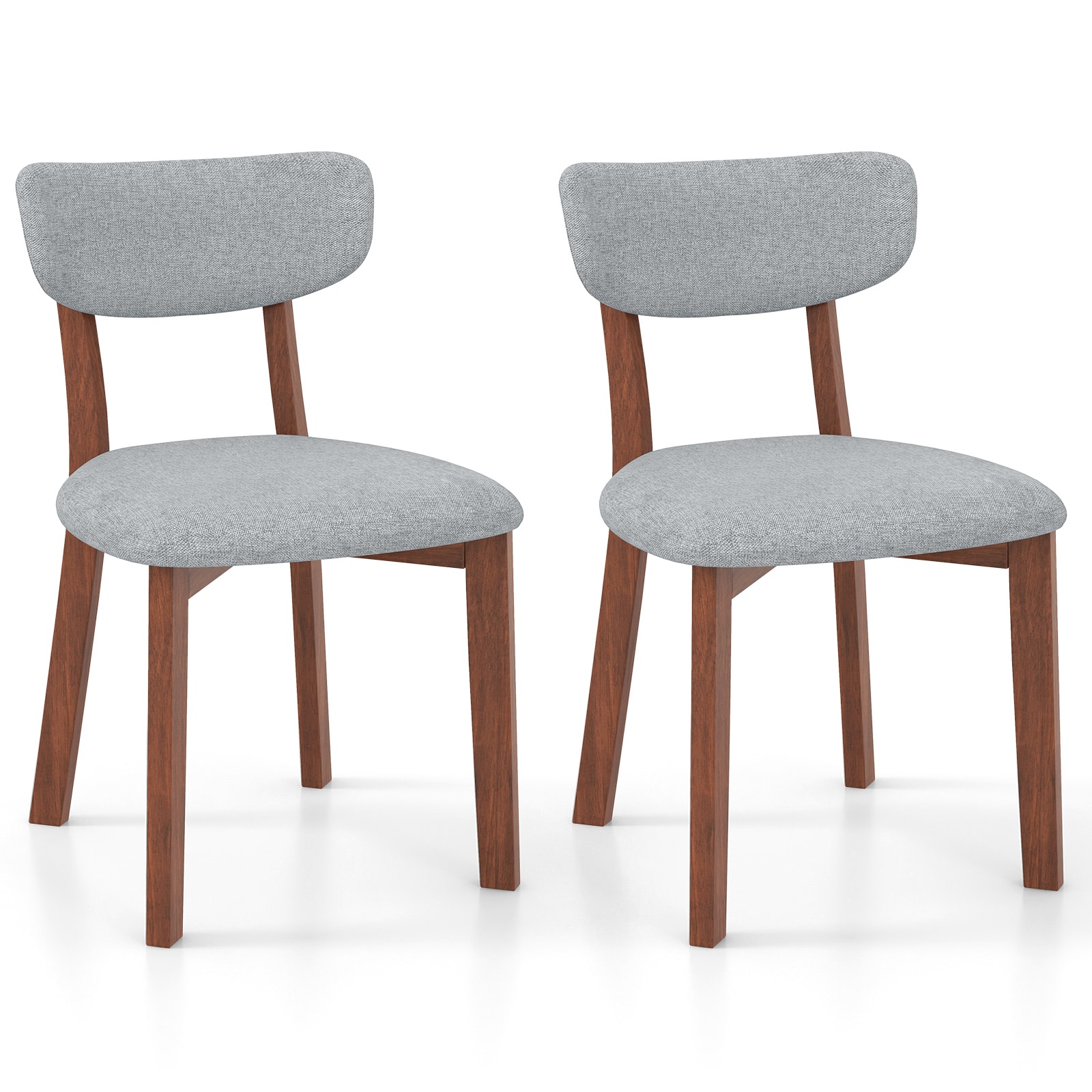 Slickblue D-CO-RG80611VJ Set of 2 Beige/Gray Modern Style Linen Upholstered Armless Dining Chairs (Rubber Wood Frame)