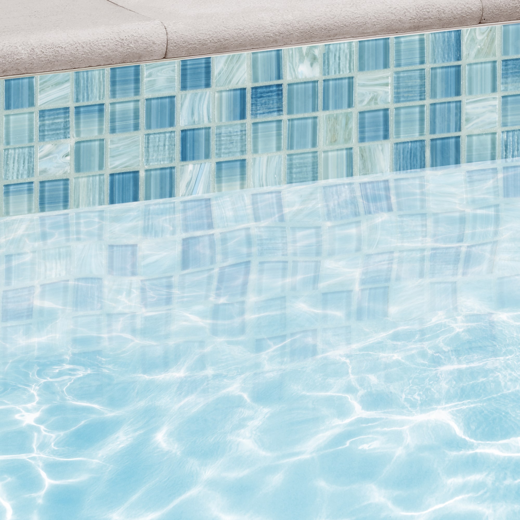 Toluca Teal Polished Glass Mosaic Tile 12'' x 12''