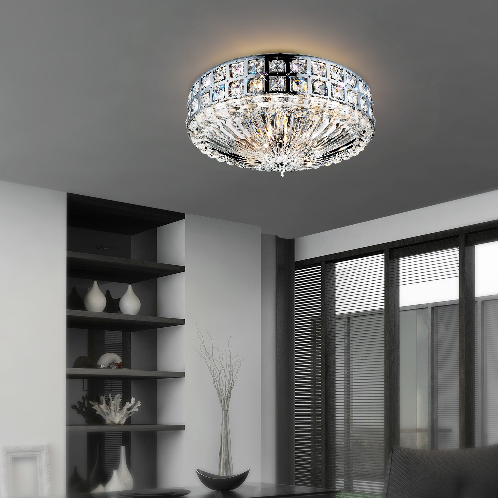 CWI Lighting 5039C17C Bloome 6 -Light 17.0-in Chrome Flush Mount Light