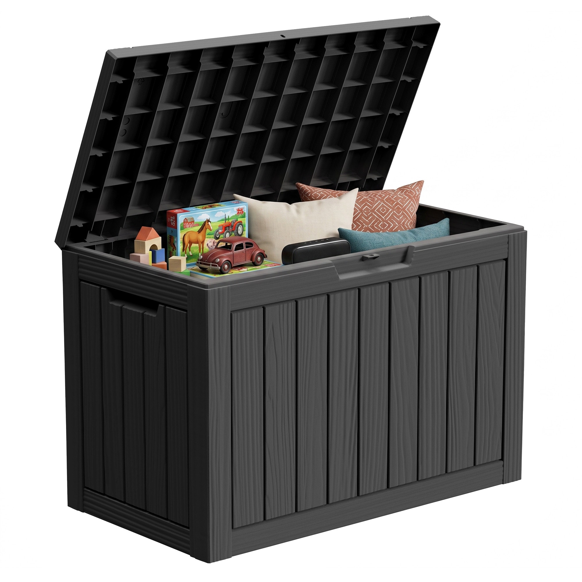 PatioEasy - 45 Gallon Deck Box Patios Storage Box Outdoor Storage Shed Waterproof for Garden
