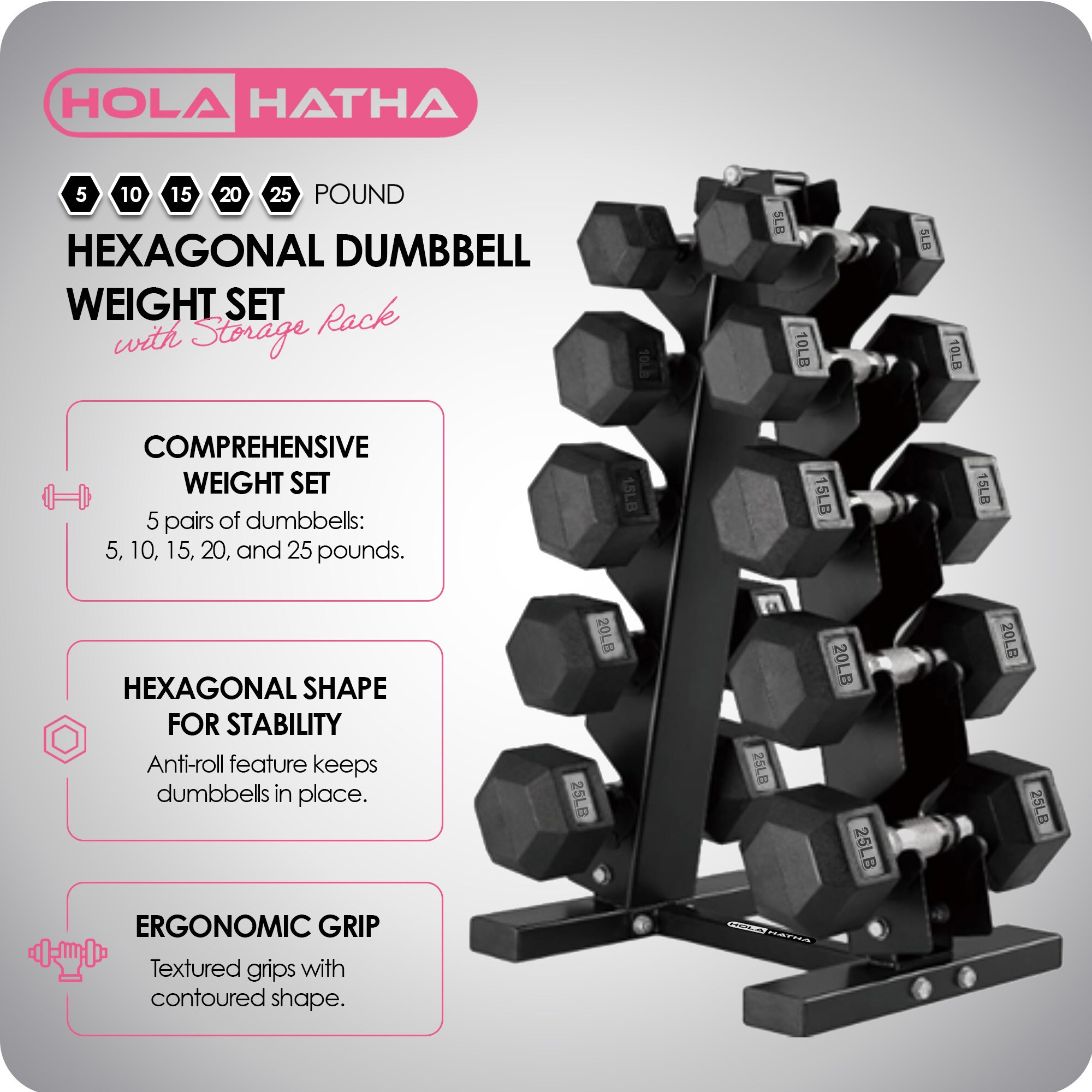 HolaHatha 393920 dumbbells - View #2
