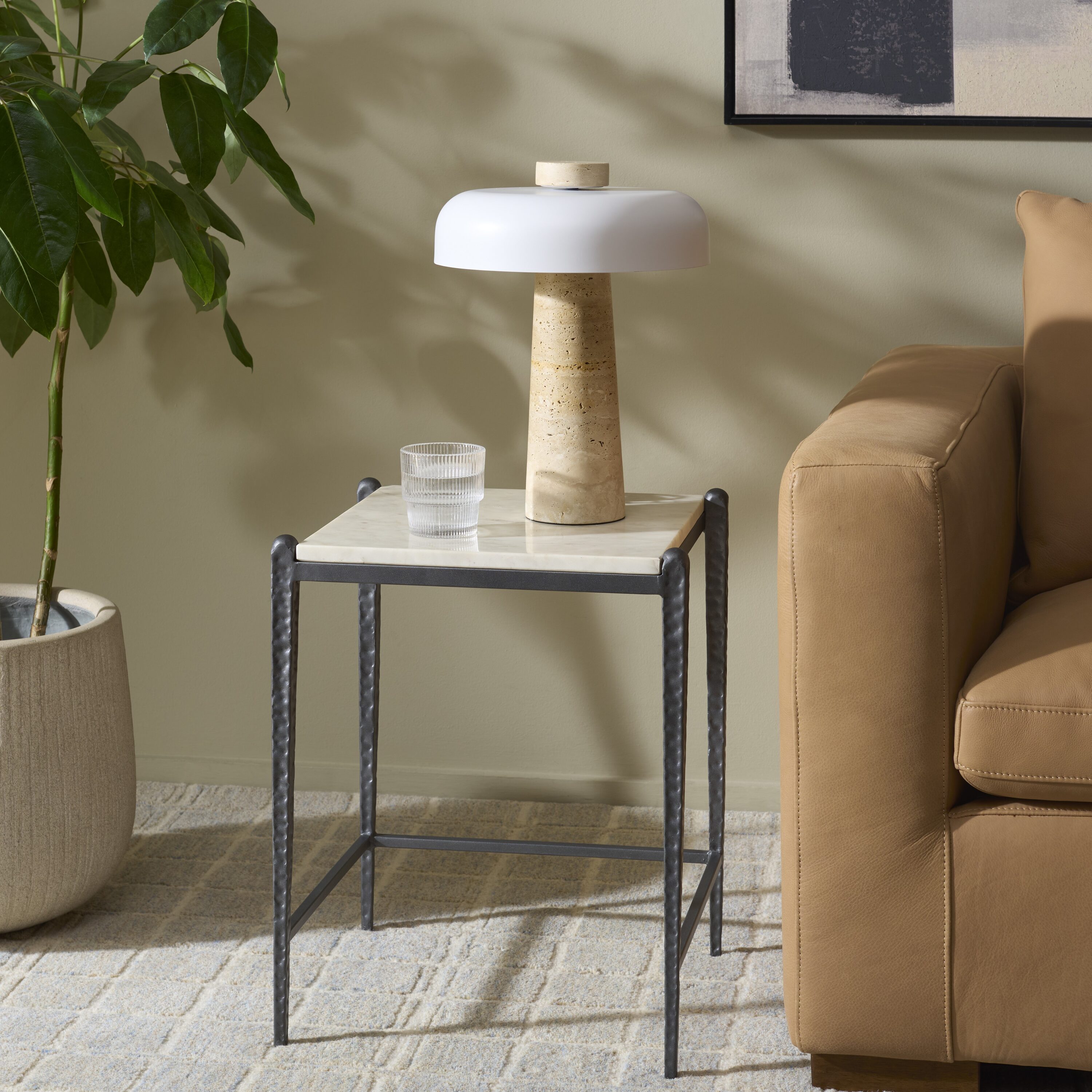 Safavieh  Enzi Marble Top Accent Table/Gray/White