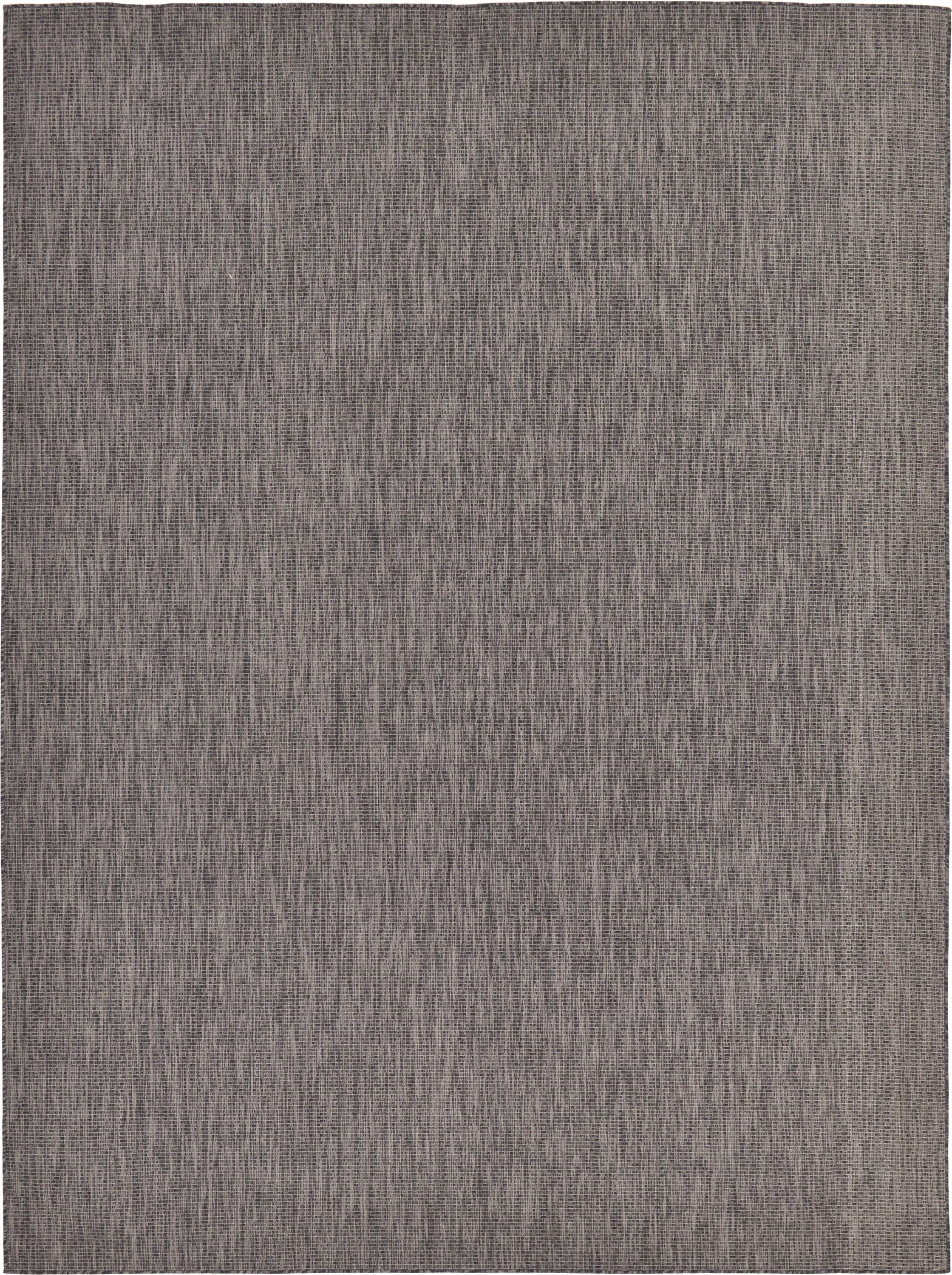 Unique Loom 3128986 Solid Outdoor 9 x 12 (ft) Loomed Polypropylene Black/Gray Rectangular Indoor/Outdoor Distressed/Overdyed Area rug