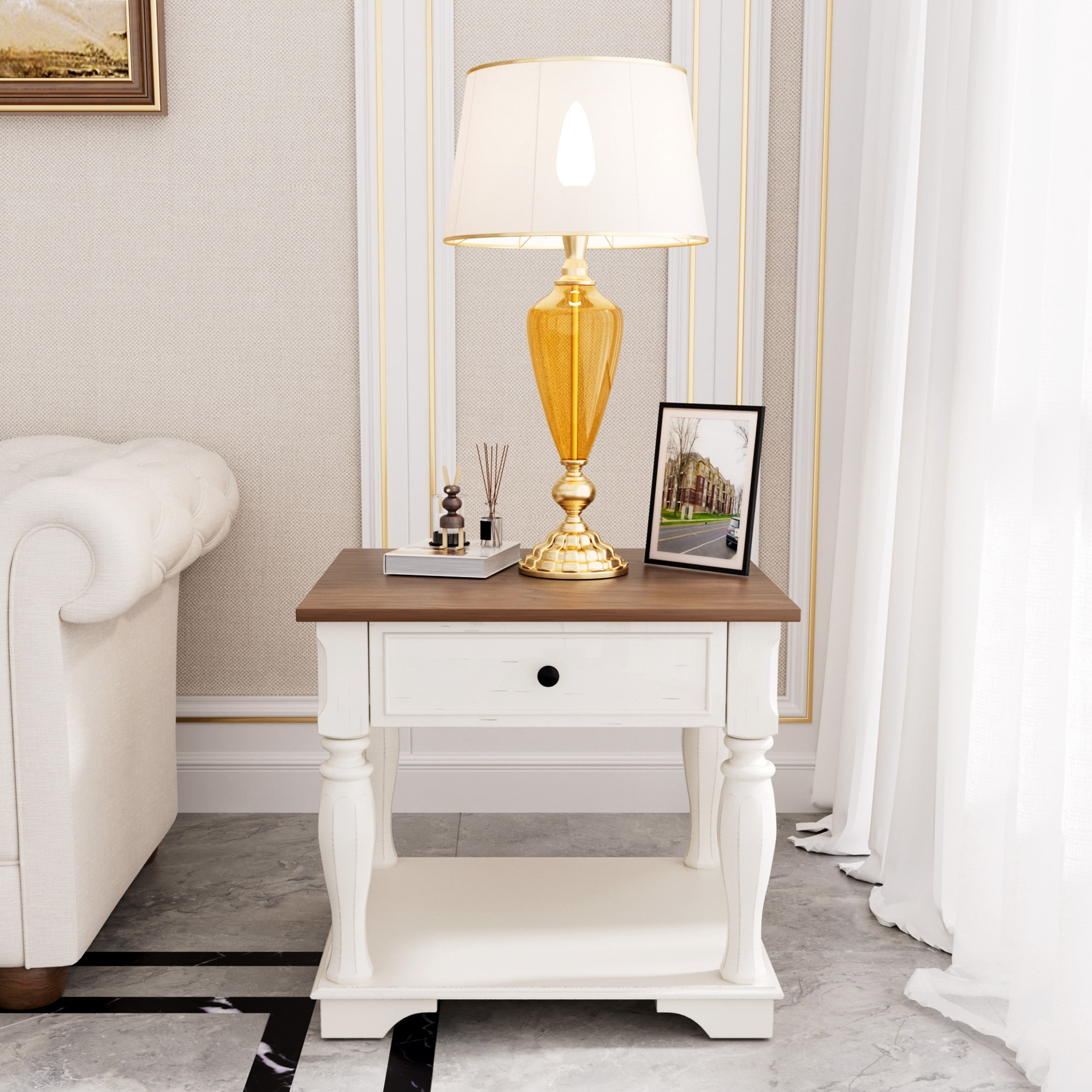 VOUA SAF-OYBJ-DM Vintage Brown Sofa table