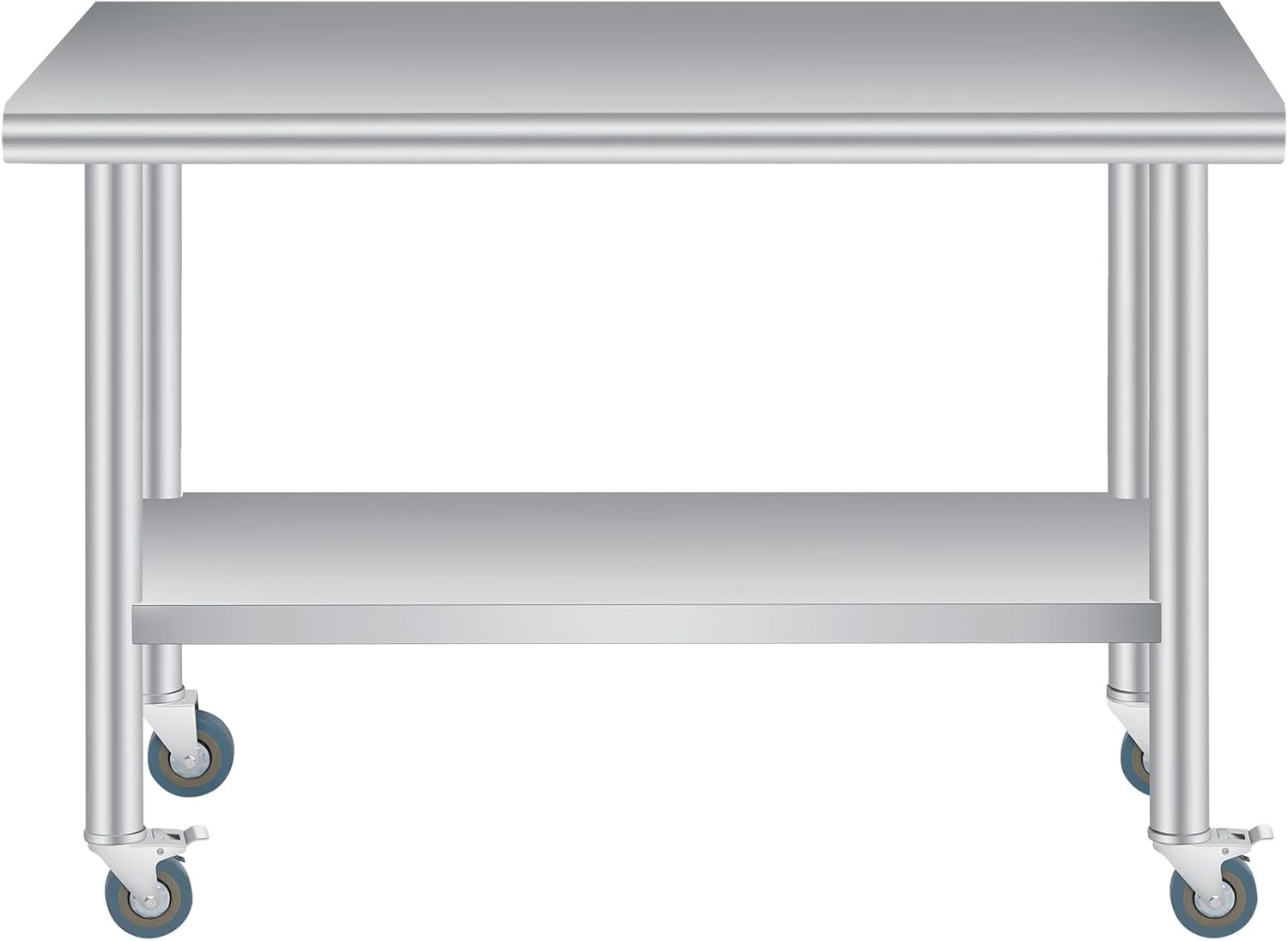GarveeLife 24 Inch+60 InchStainless Steel Prep Table/  Heavy Duty with Rounded Corners/ Adjustable Undershelf and 4 Caster Wheels/ With wheels