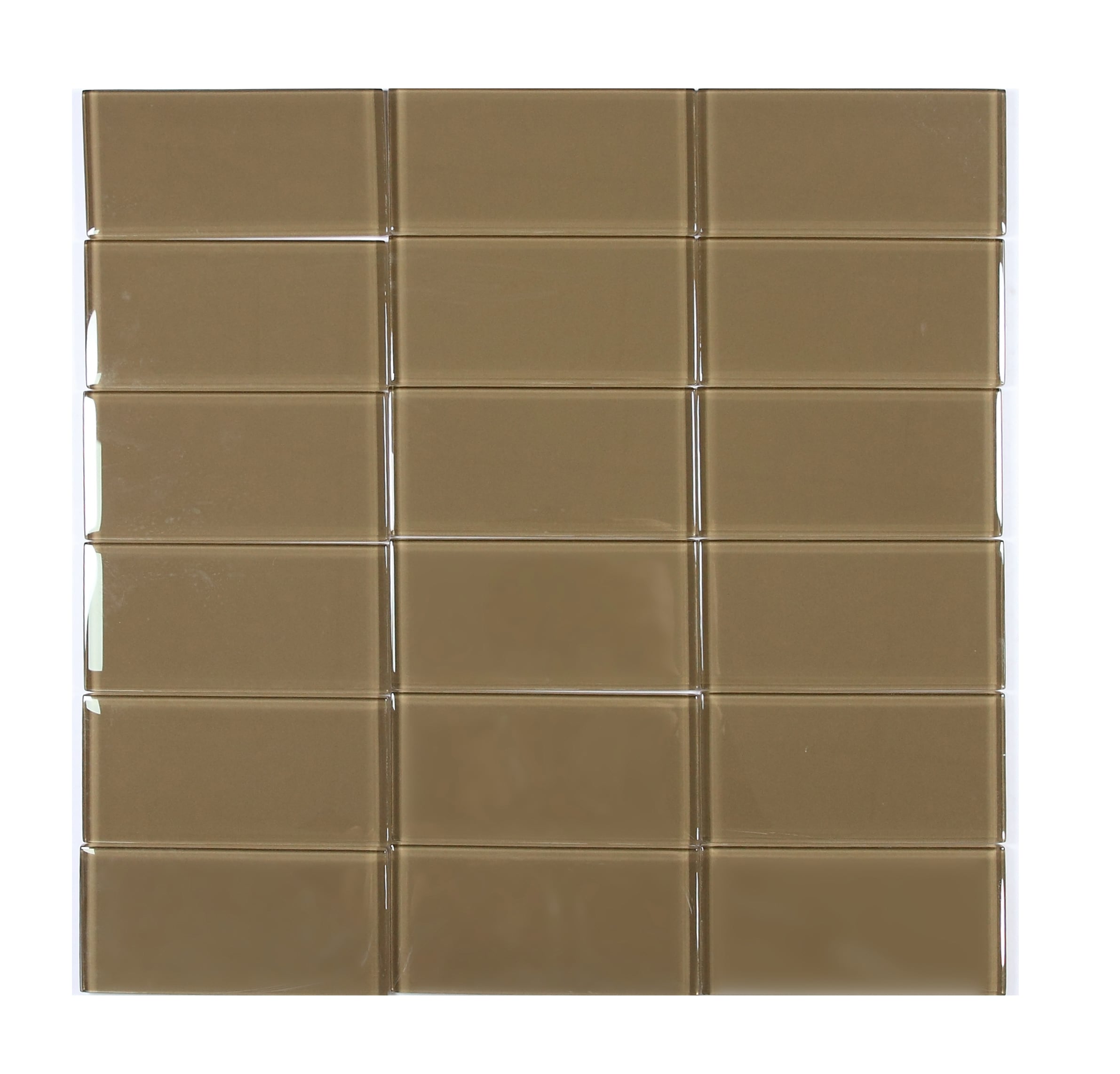 Metro Brown Glossy Glass Subway Wall Tile 3" x 6"
