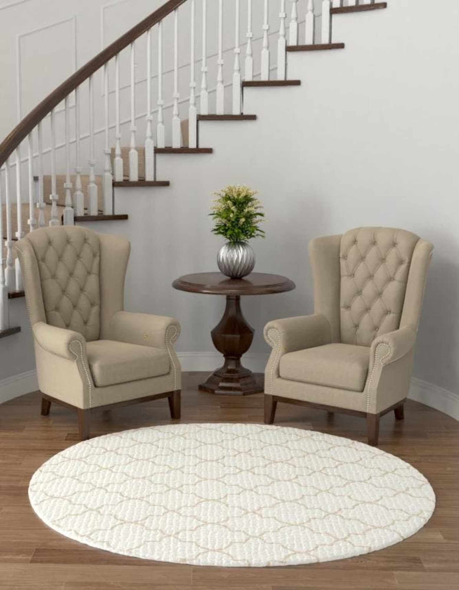 Unique Loom 3186966 Jill Zarin Uptown 3 x 3 (ft) Loomed Polypropylene White Round Indoor Trellis Area rug
