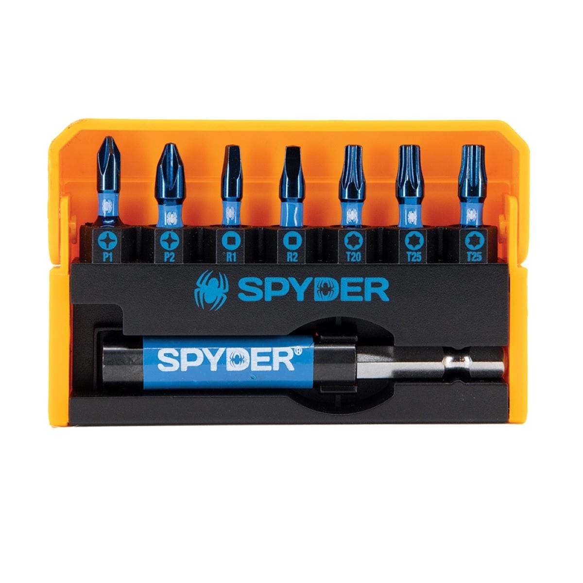 Spyder 19027 Mach-Blue 1/4-in x 1-in Impact Driver Bit Set 8 -Piece