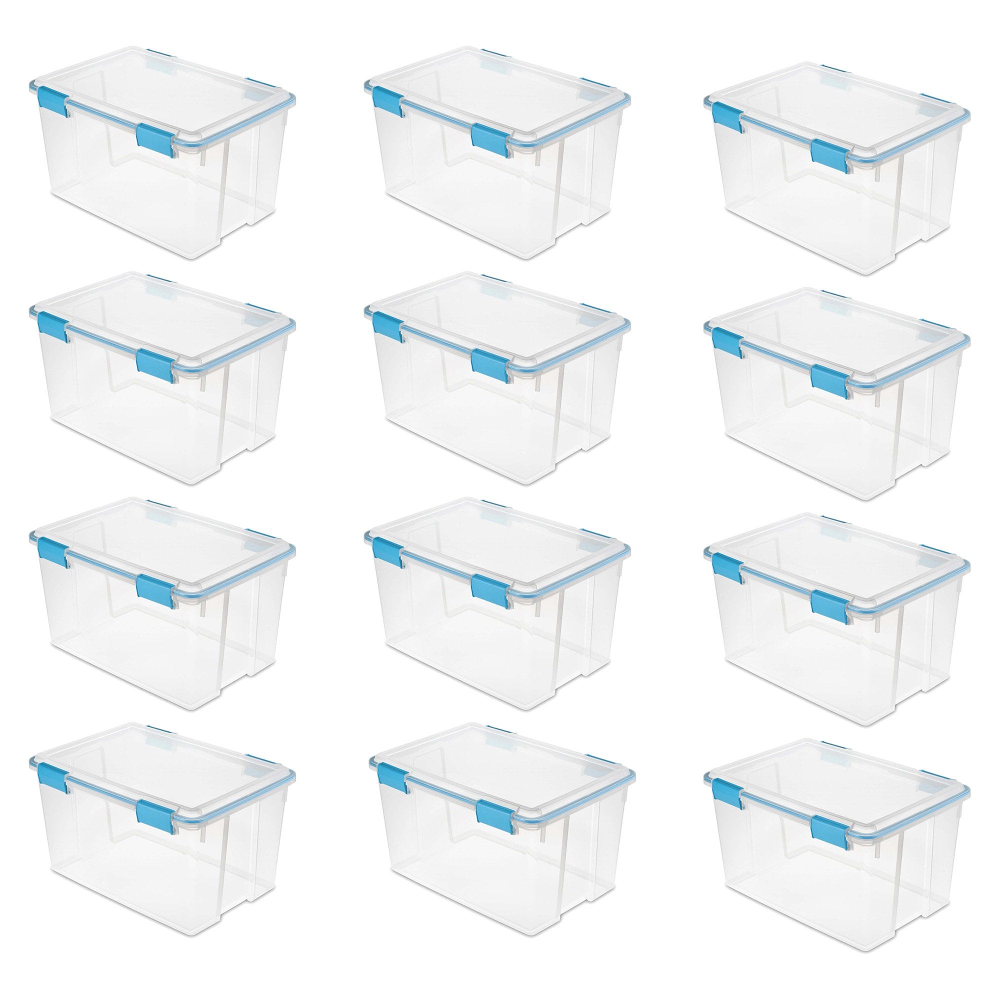 Sterilite 120 Qt Wheeled Gasket Box, Stackable Storage Bin with Latching  Lid, Handle and Tight Seal, Plastic Container with Clear Base and Lid,  3-Pack
