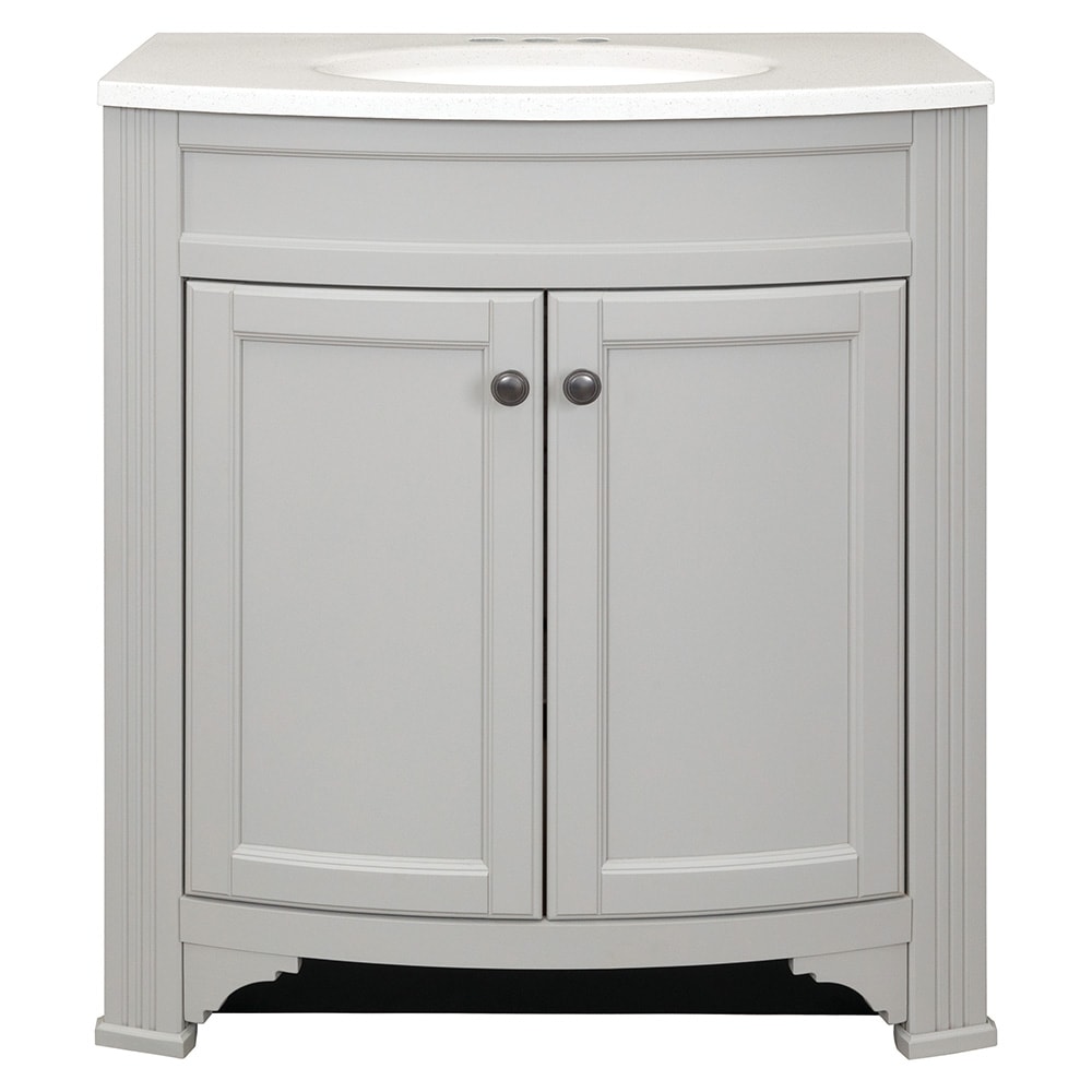 Style Selections Delyse 30.5-in White Single Sink Bathroom Vanity with Pepper Solid Surface Top