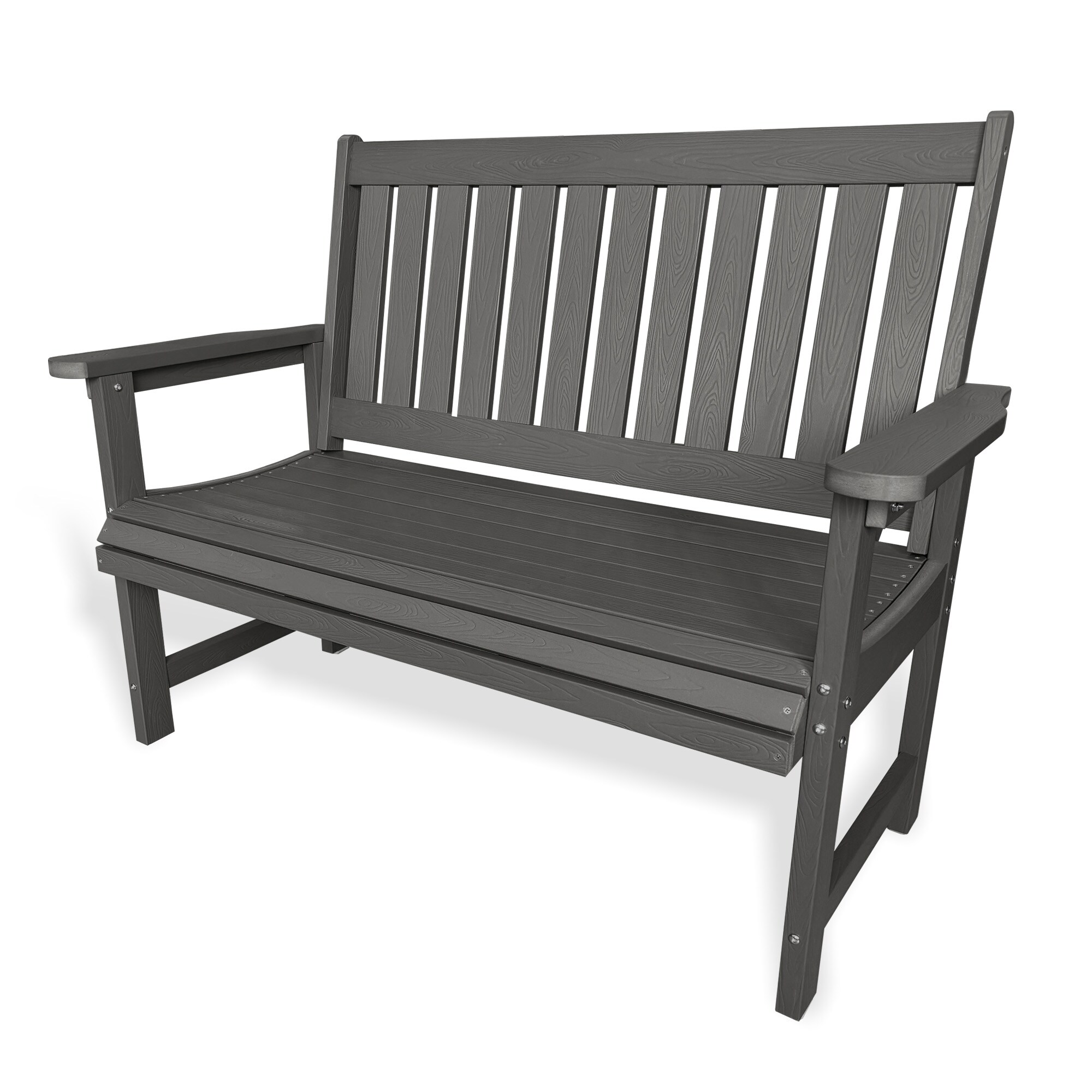 Fortune Candy 2-Seat Gray HIPS All-Weather Bench Poly Lumber Outdoor Bench