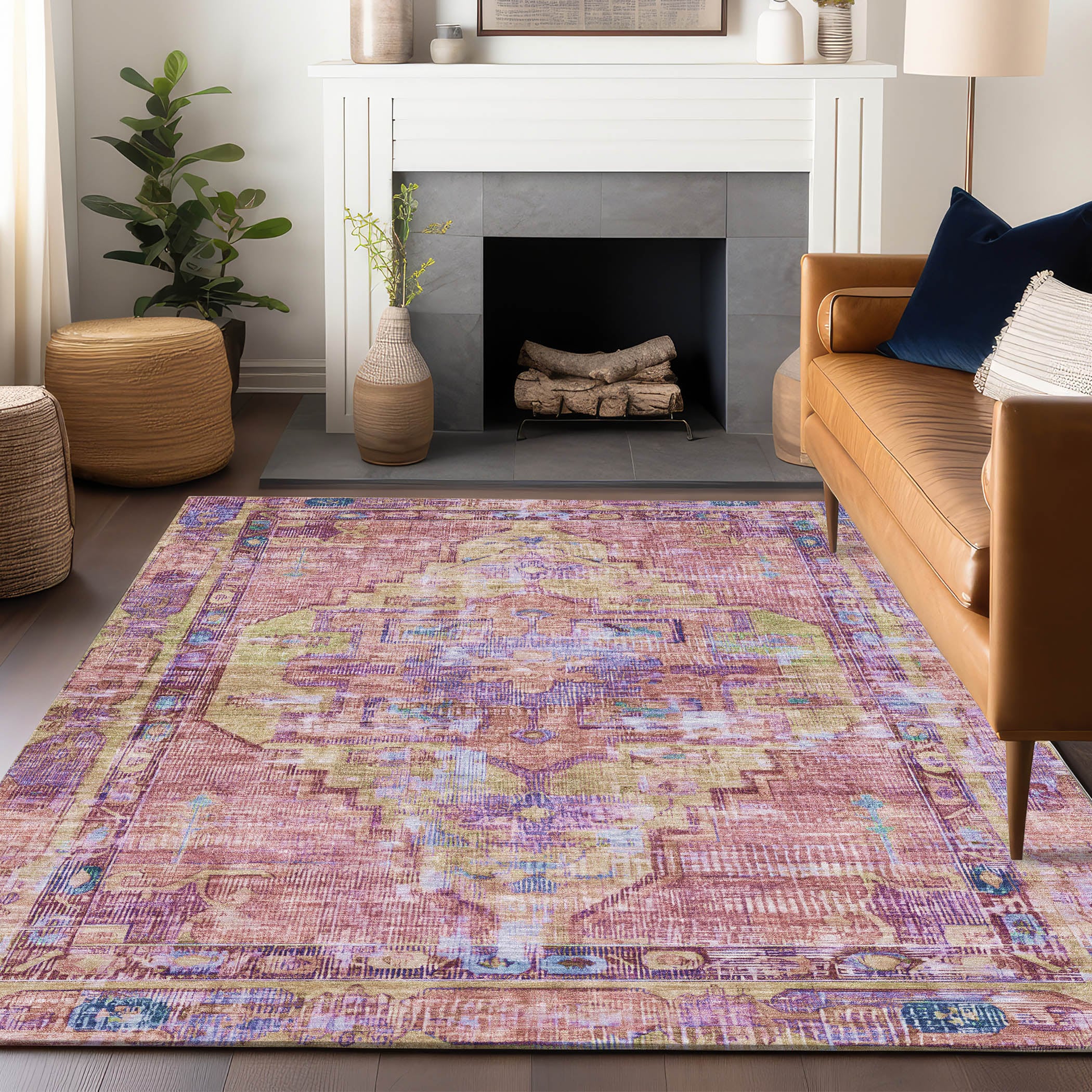 Addison Rugs ACN1730PI5X8 Chantille ACN1730PI 5 x 7 (ft) Loomed Pink Rectangular Indoor/Outdoor Machine washable Pet Friendly Area rug