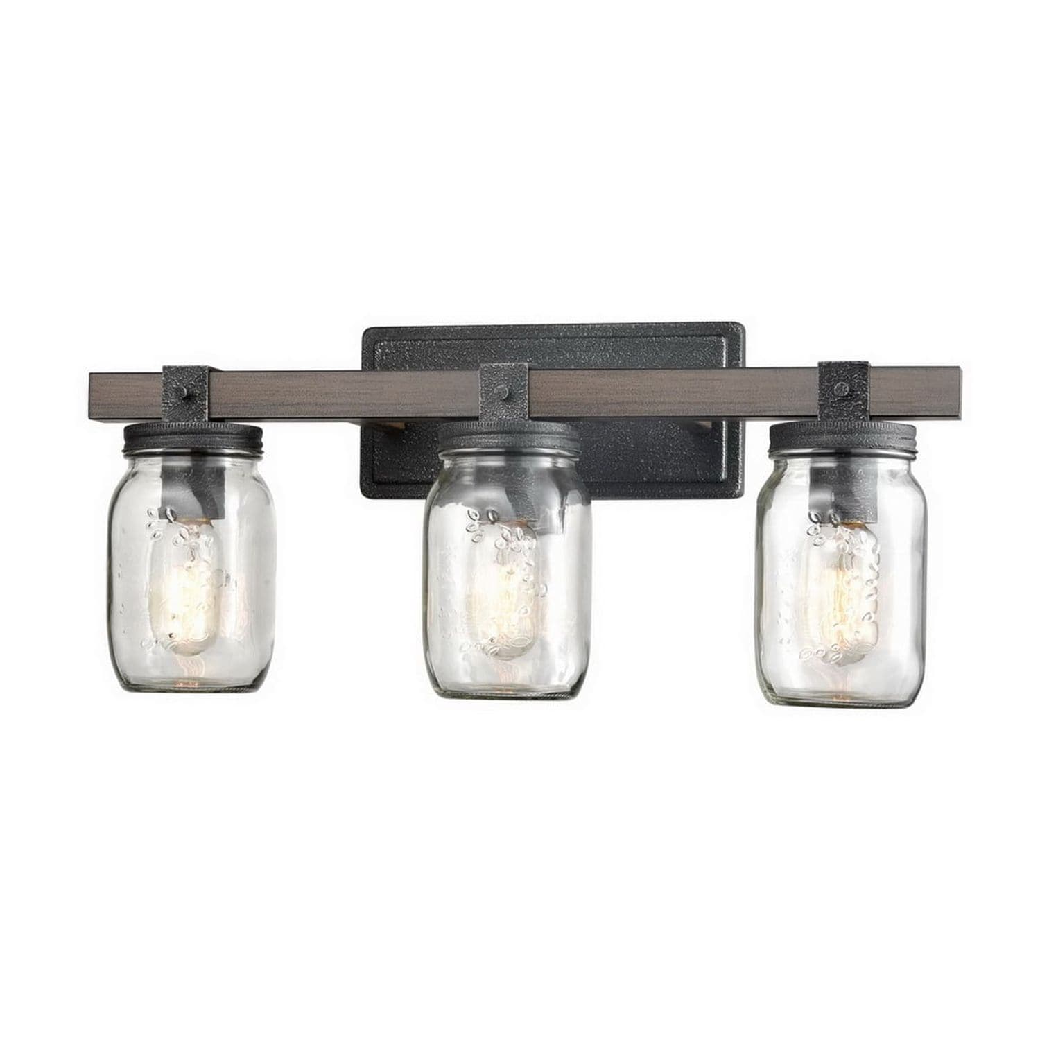 Claxy CL-TM3047-3BU-ZX Glass Light 29.21-in 3-Light Distressed LED Industrial Vanity Light
