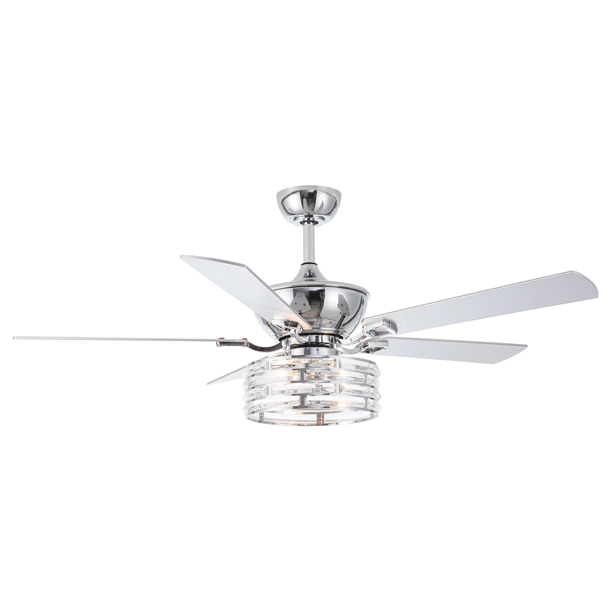 Parrot Uncle F6333110V 52-in Chrome Indoor Chandelier Ceiling Fan and Remote (5-Blade)