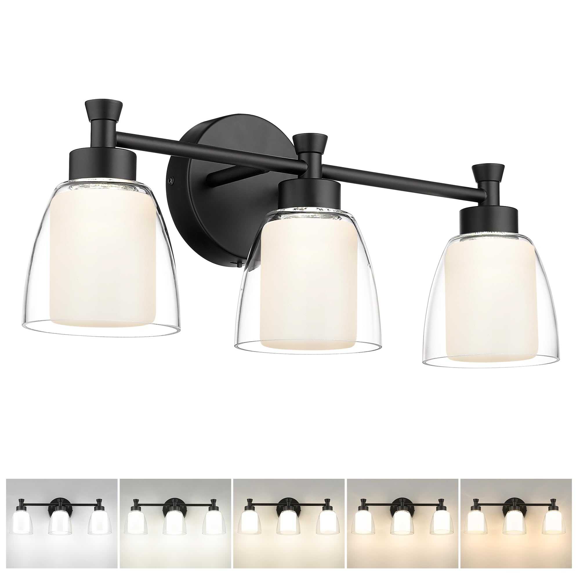LTMATE LS5HJF95B-3W LED BK JAZAVA 20.5-in 3 -Light Matte Black Integrated LED Industrial Vanity light
