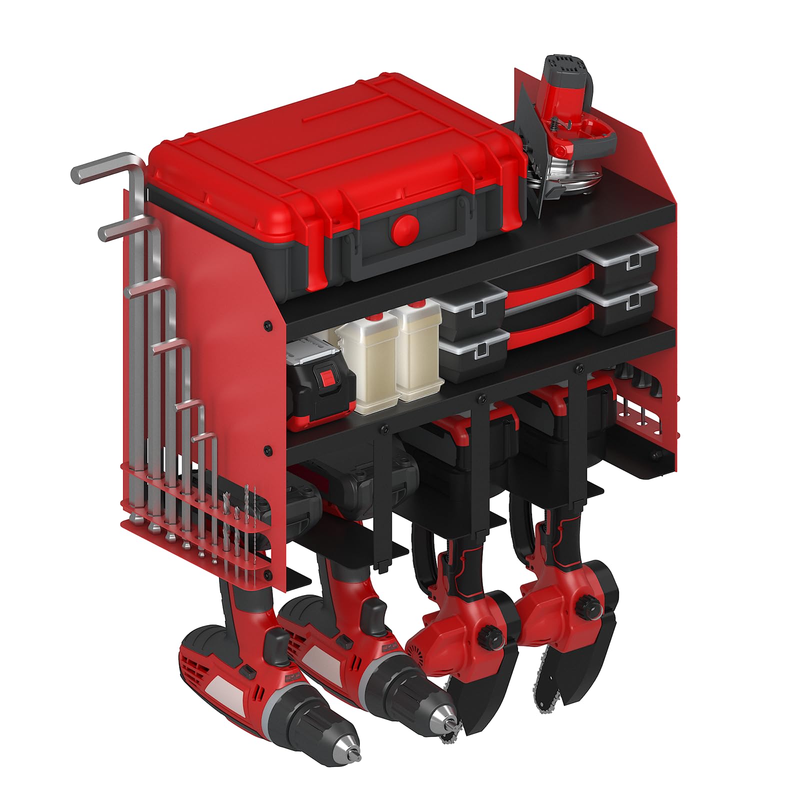 Vrbgify  Power Tool Organizer Wall Mount 3 Layer Heavy Duty Iron Utility Rack for Garage Workshop Shed Pegboard or Basement Storage Holds Mini