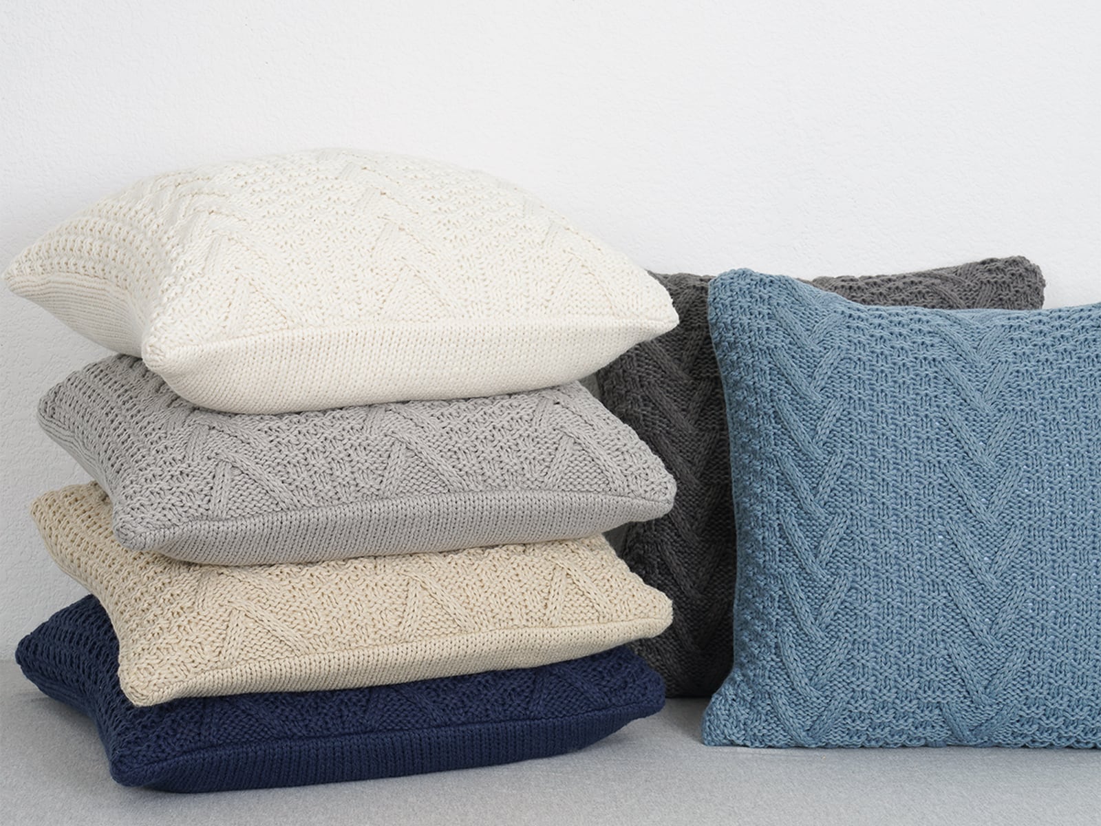 Navy Chunky Sweater Knit Square Throw Pillow 20" x 20"
