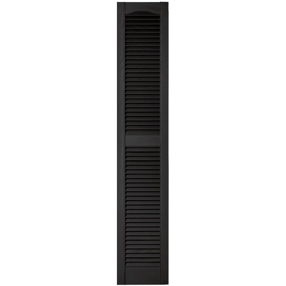 Vantage 12-in W x 64-in H Black Louvered Vinyl Exterior Shutters