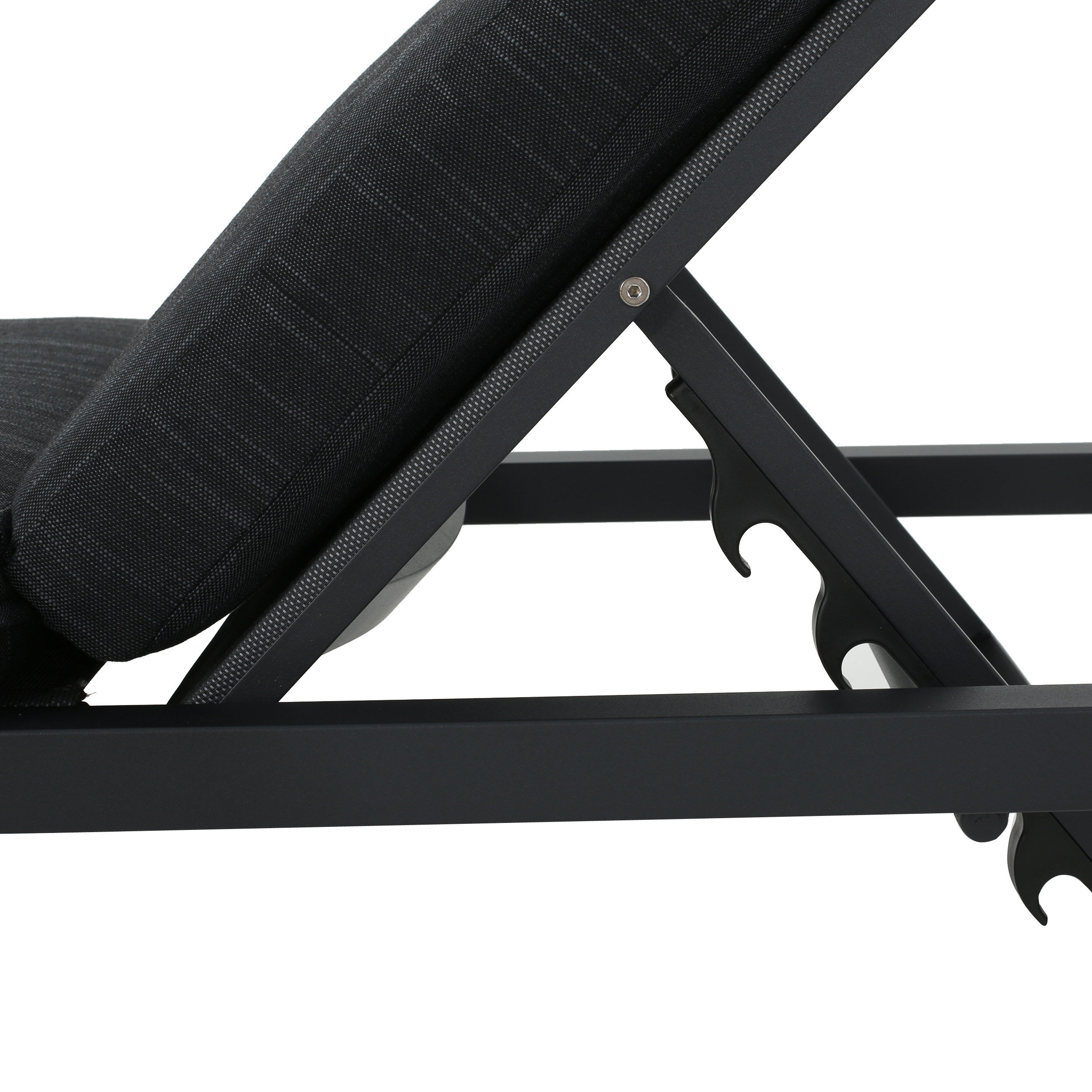 Dark Gray and Black Aluminum Chaise Lounge with Cushions