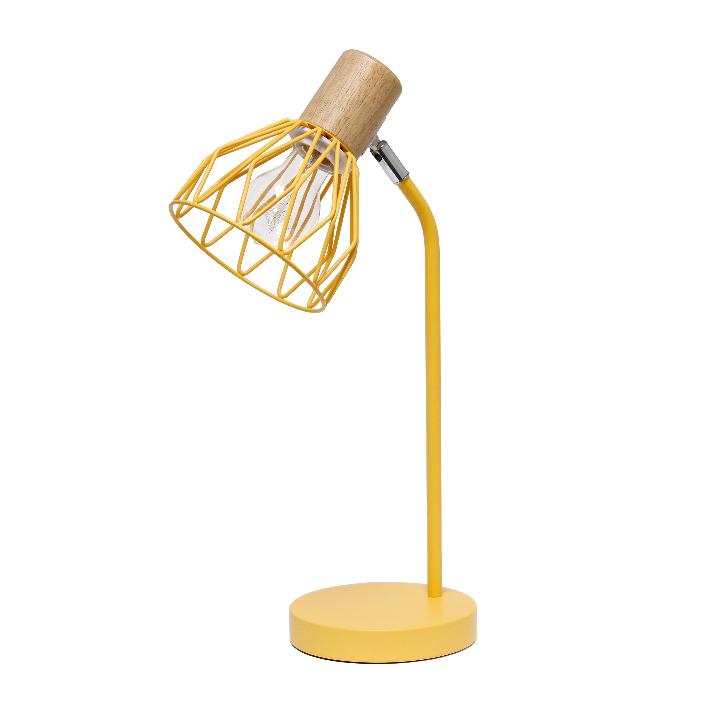 Simple Designs LD2022-YLW Farmhouse Fusion 18.19-in Yellow Standard Desk Lamp with Metal Shade