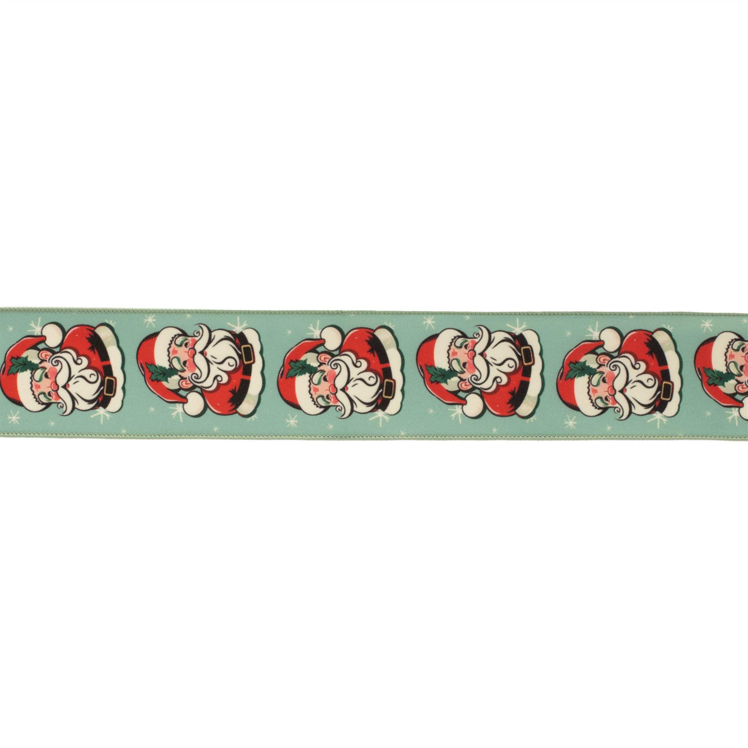 Melrose International 95686DS Nostalgic Santa Print Wired Ribbon (Set of 2)