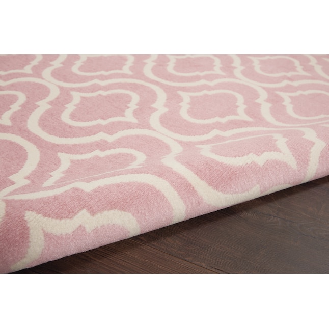 Nourison Jubilant 6 x 9 Pink Indoor Abstract Farmhouse/Cottage Area Rug ...