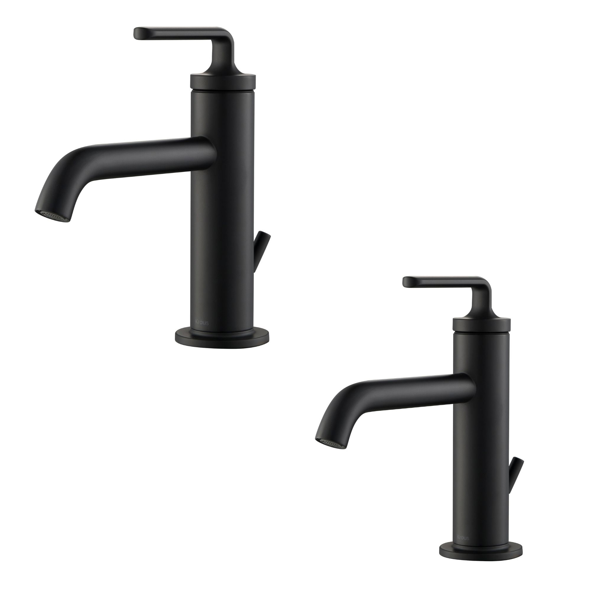Kraus KBF-1221MB-2PK Ramus Matte Black Single hole 1-handle WaterSense Low-arc Commercial/Residential Handle Bathroom Sink Faucet with Drain 2 -Pack