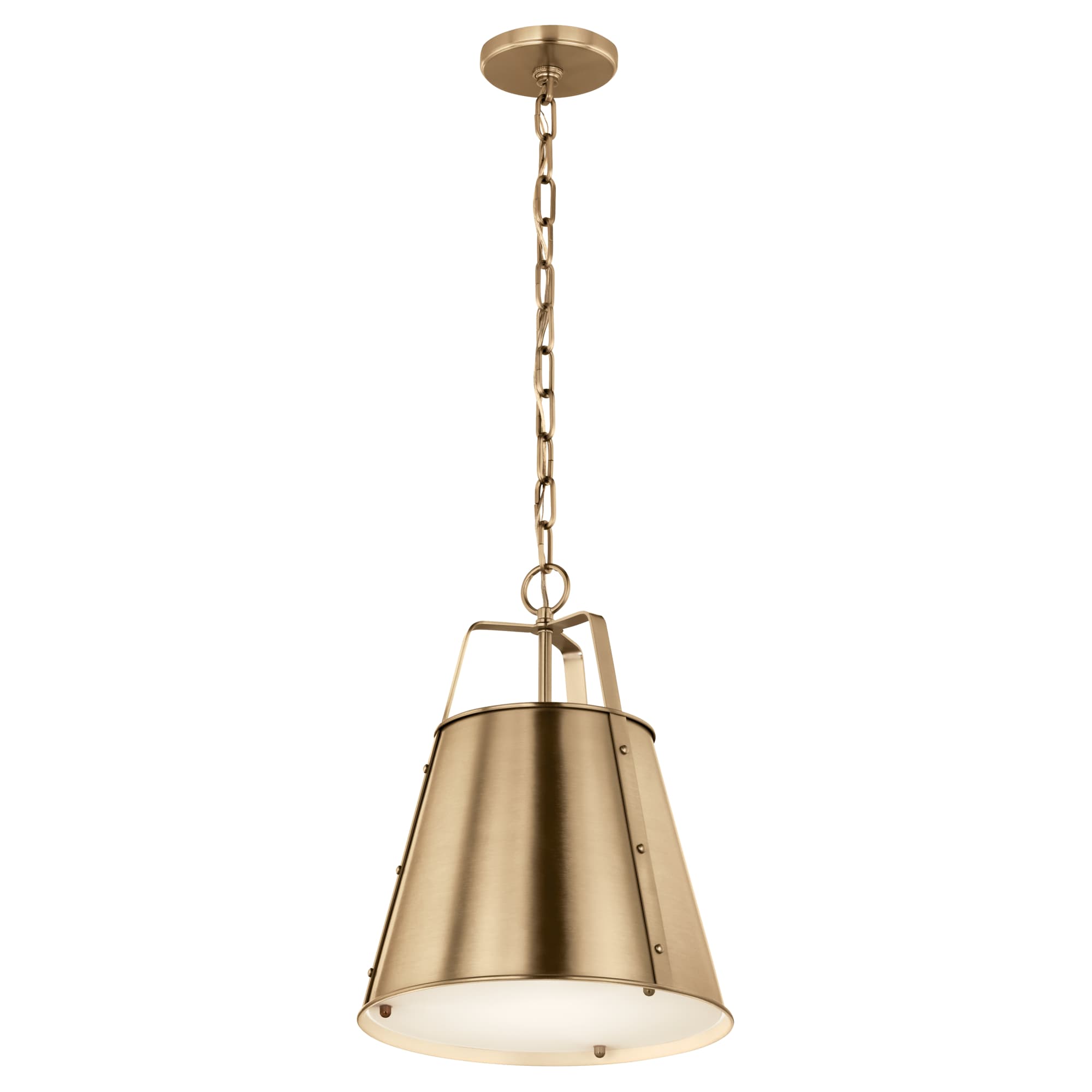Kichler 52710CPZ Etcher 1 -Light Champagne Bronze Traditional Etched glass Cone Medium Hanging Pendant light