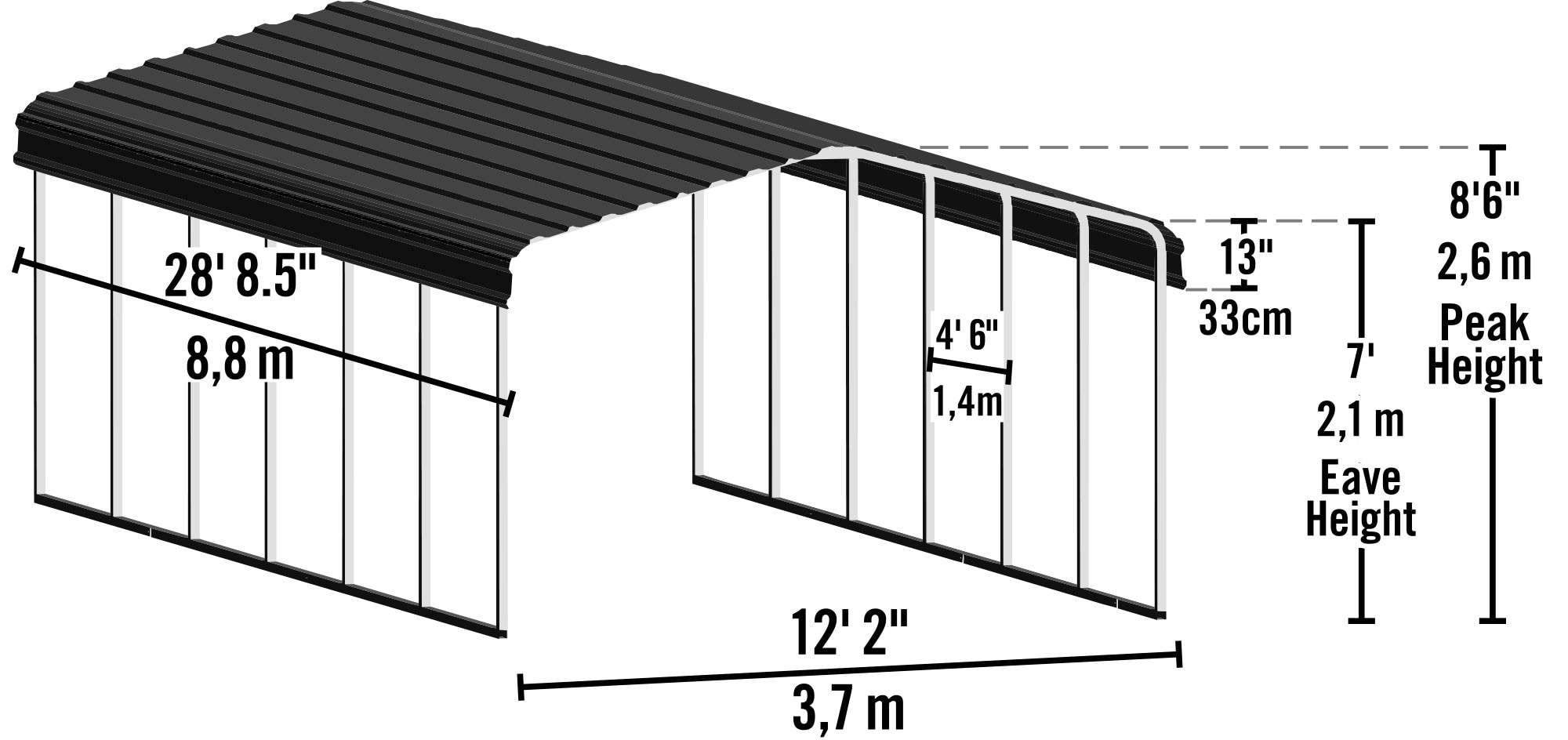 Arrow CPH122907 Carport-Covers - View #16