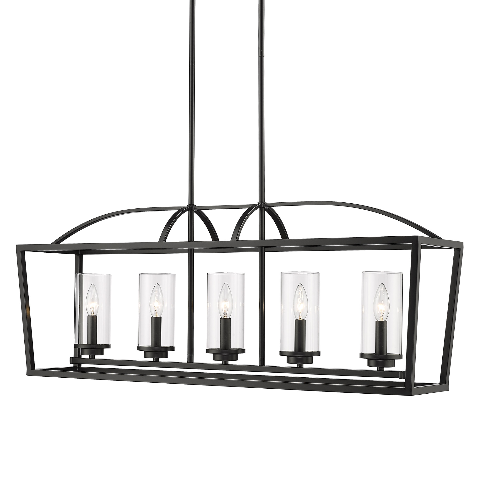 Mercer Matte Black and Clear Glass 5-Light Linear Pendant