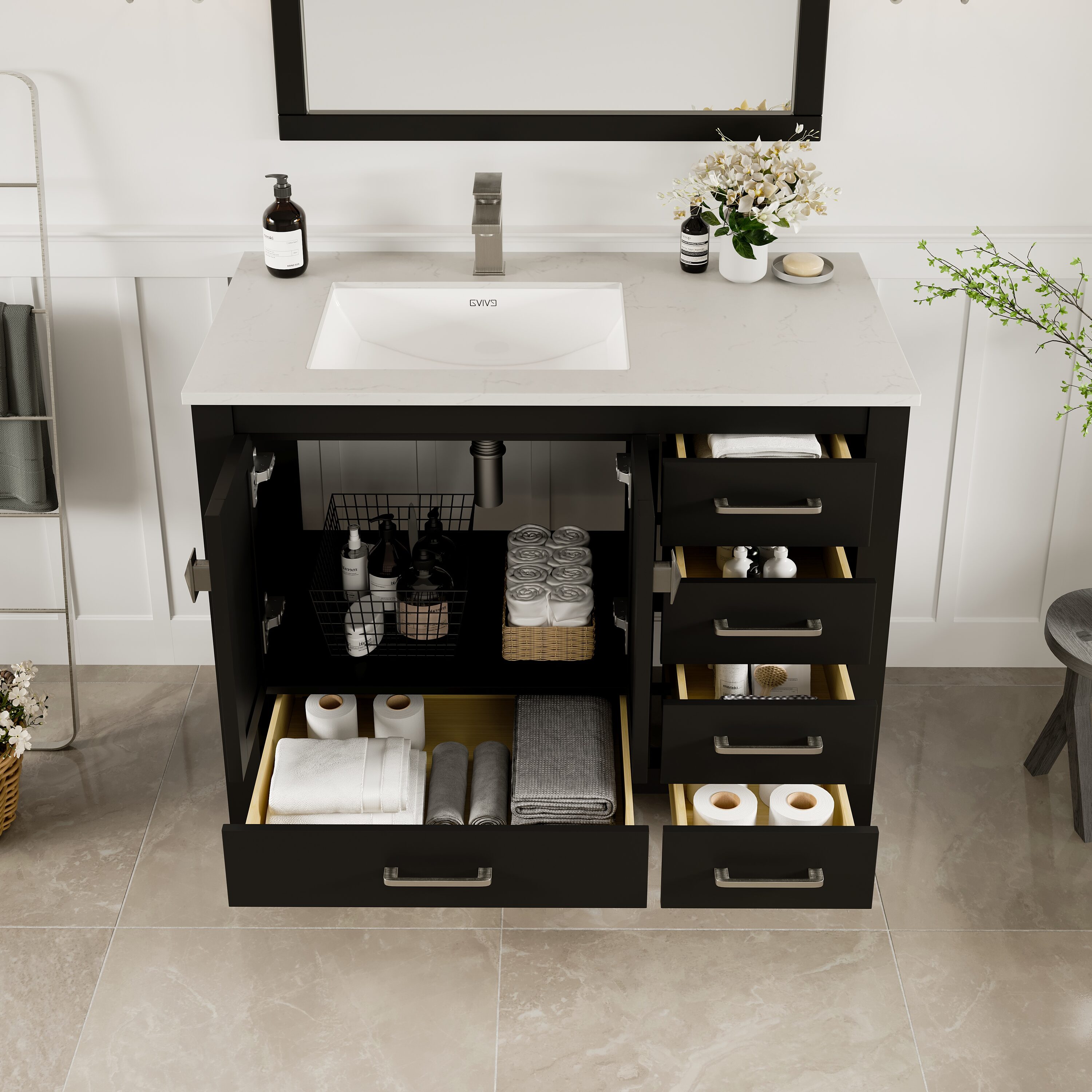 Eviva London 42in Espresso Undermount Single Sink Bathroom Vanity with