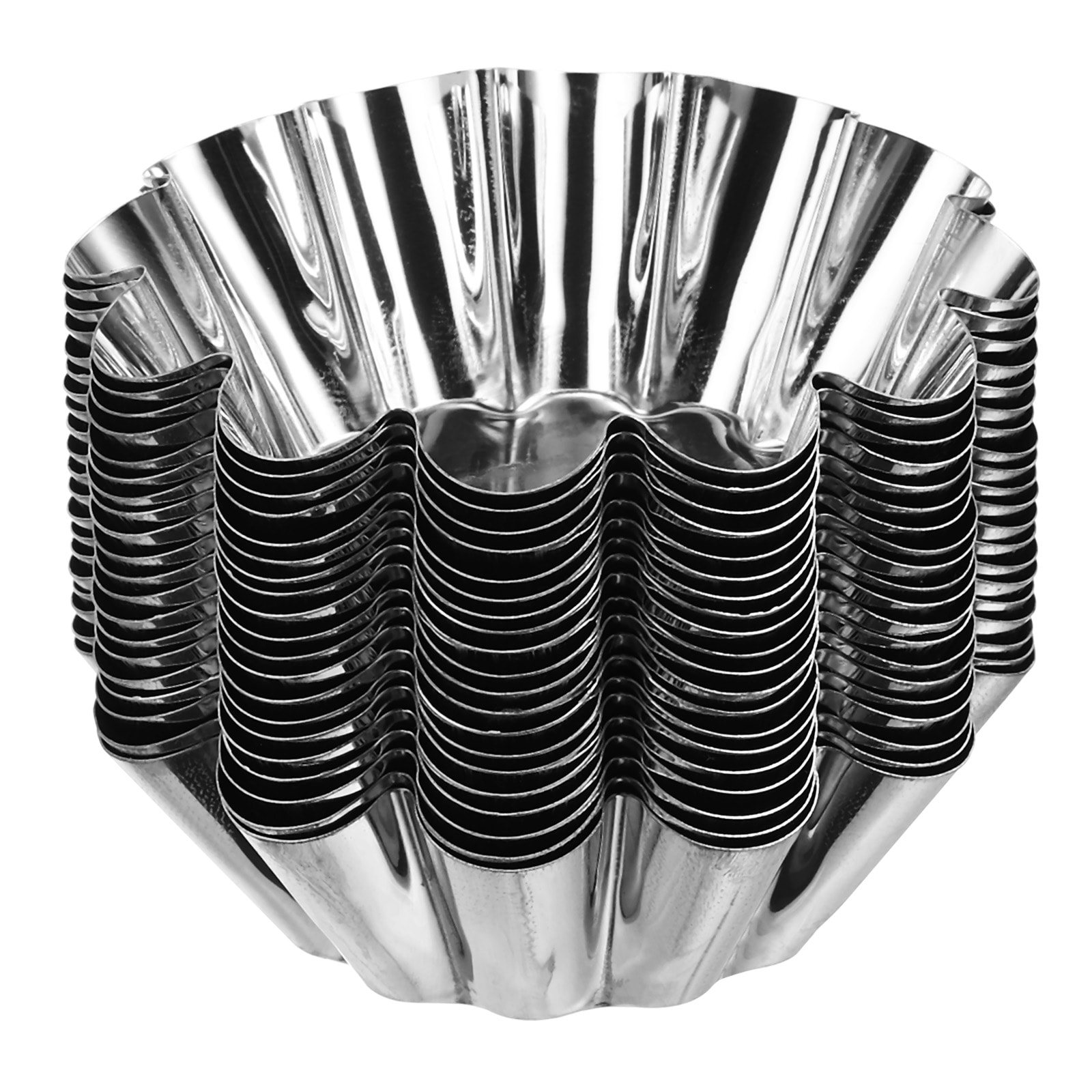 Unique Bargains 30pcs Cupcake Pans Stainless Steel Mini Cupcake Cake Pans Baking Tool for Cupcakes Mini Cake Desserts Pudding Flower Shape 2.9 x 1 Inch