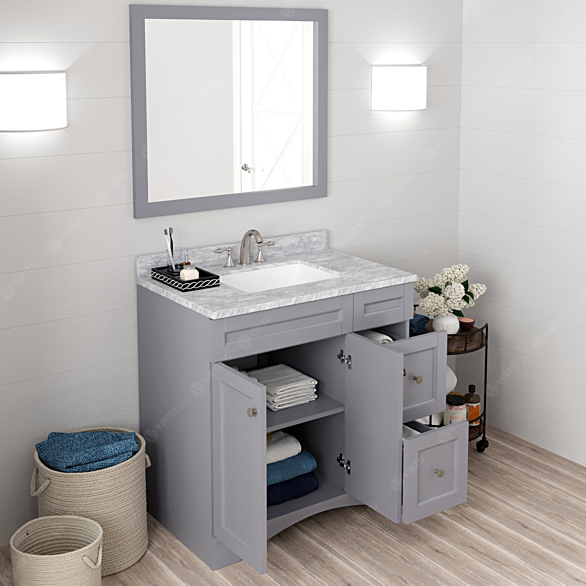 Virtu USA ES-32036-WMSQ-GR Bath-Vanity-Combo - View #4