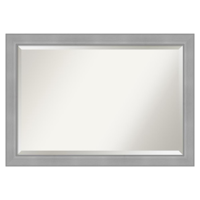 Amanti Art Vista Brushed Nickel Frame, Brushed Nickel Rectangular Wall Mirror