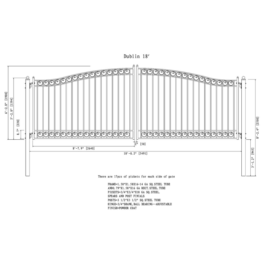 ALEKO 18-ft x 6-ft Black Galvanized Steel Driveway Gate in the Driveway ...