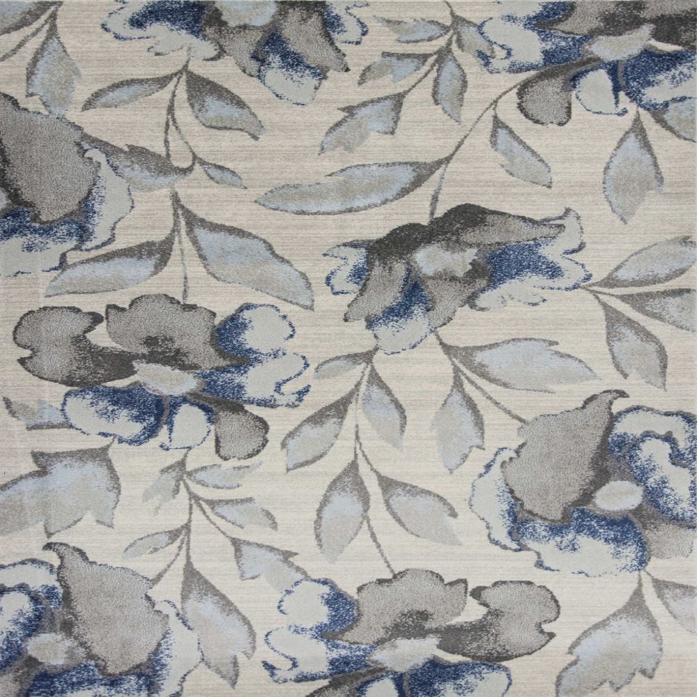HomeRoots 353645 Bernadette 3 X 4 (ft) Blue and Gray Indoor Floral/Botanical Area Rug