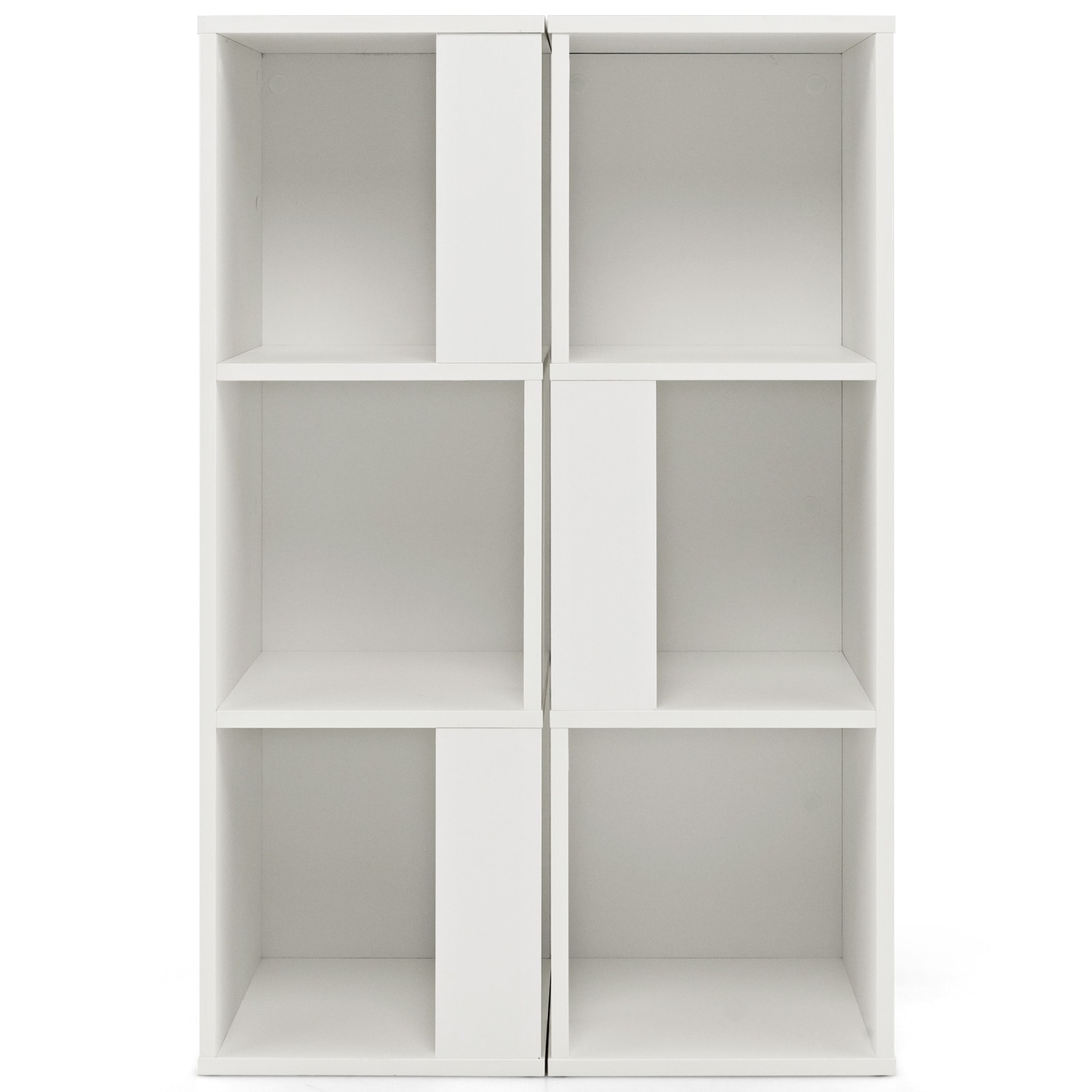 Slickblue D-CO-2-HW99601VJ White Engineered Wood 3-Tier Asymmetric Bookcase Set of 2 for Living Room Bedroom or Kids Room (13W x 39.5H x 13D) Smooth Finish