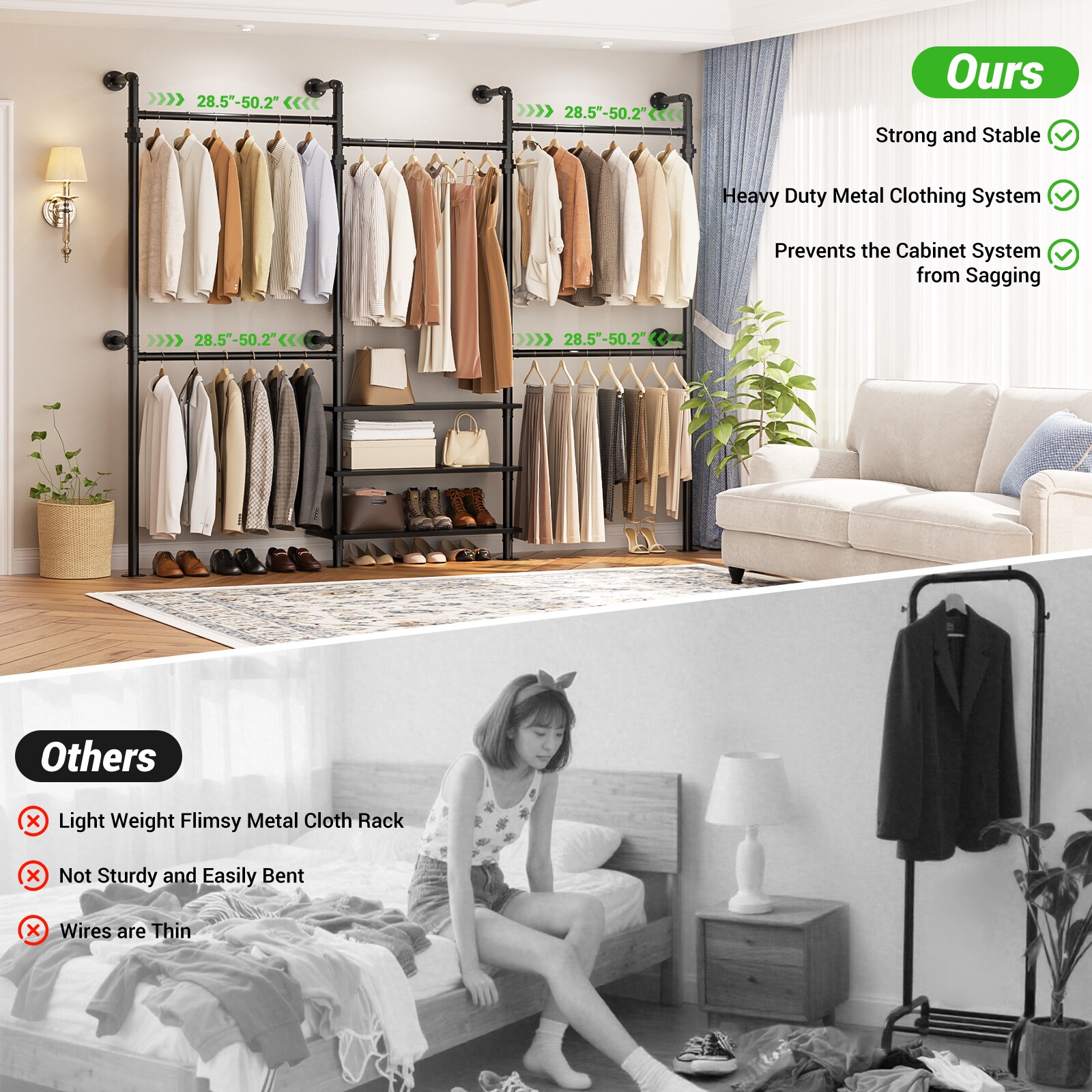 Aheaplus SGYCJ-2SS1-BLACK Wood-Closet-Kits - View #4
