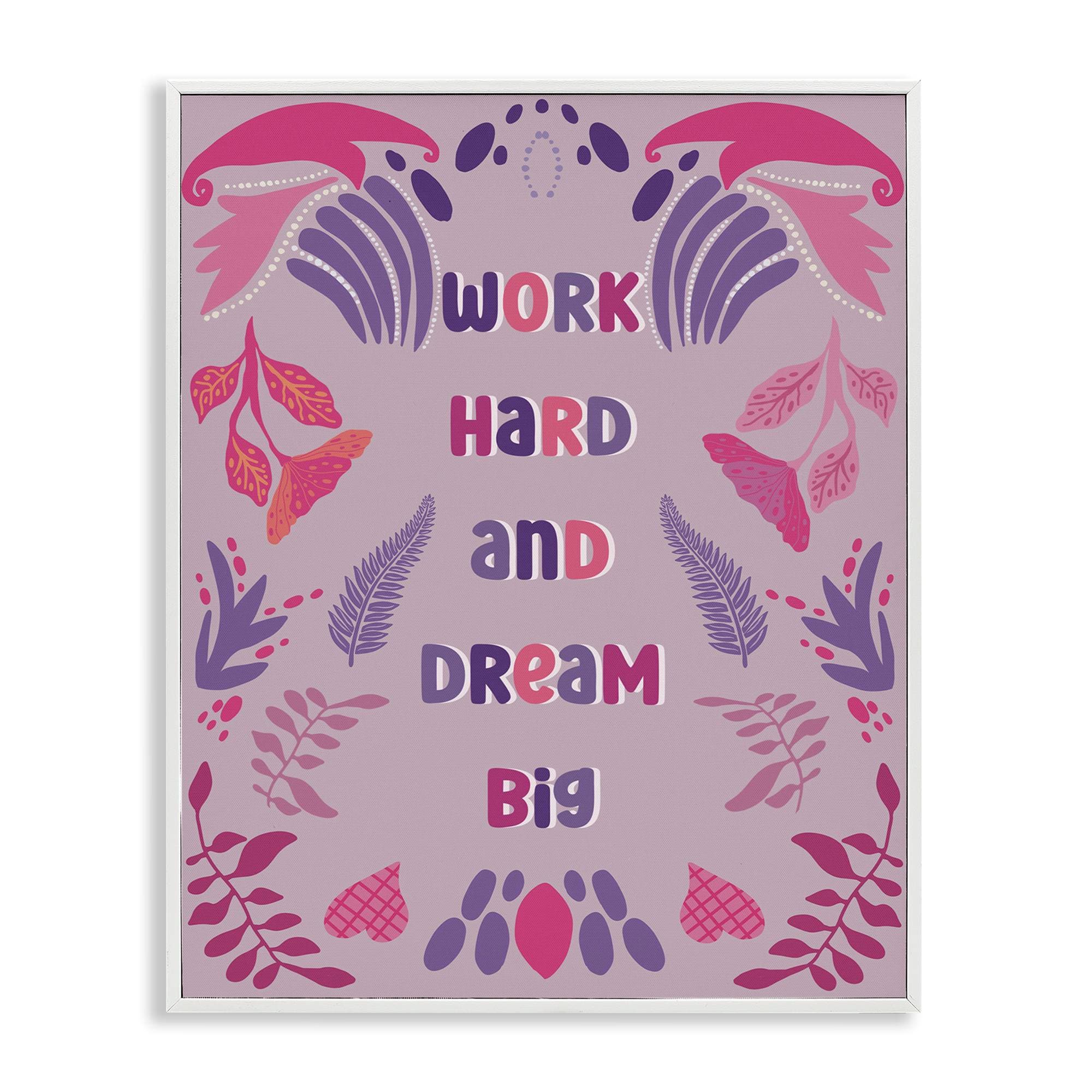 Stupell Industries BS-421-WFR-11X14 Work Hard Dream Big White Framed Giclee Art By Julia Fox 11 x 14