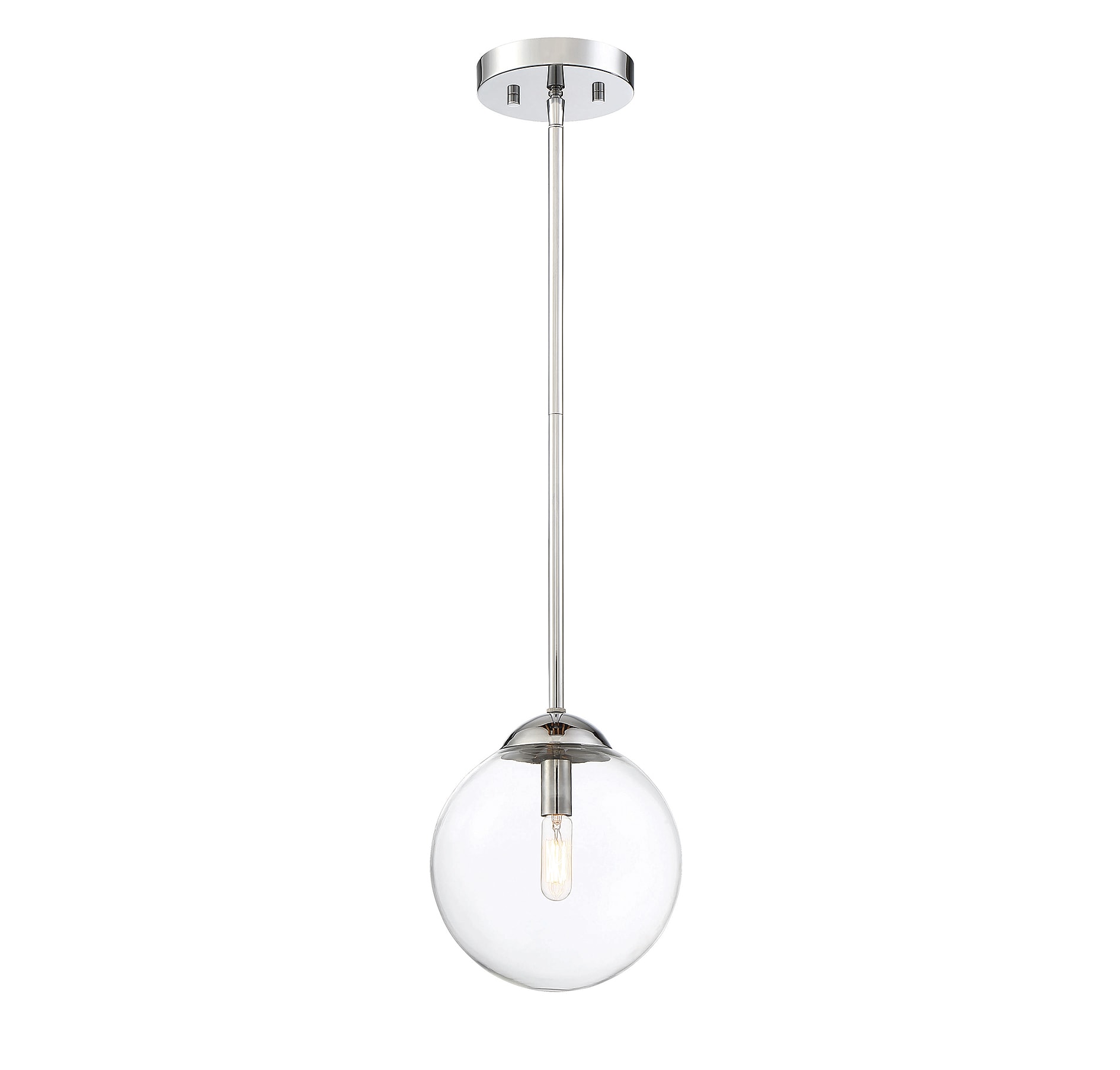 Meridian Lite Trends M70067CH Meridian Chrome Industrial Clear glass Globe Mini Hanging Pendant light