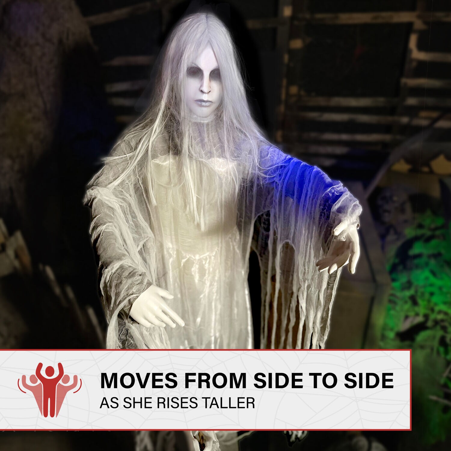 Haunted Hill Farm 5.6-ft Freestanding Moaning Ghost Animatronic ...