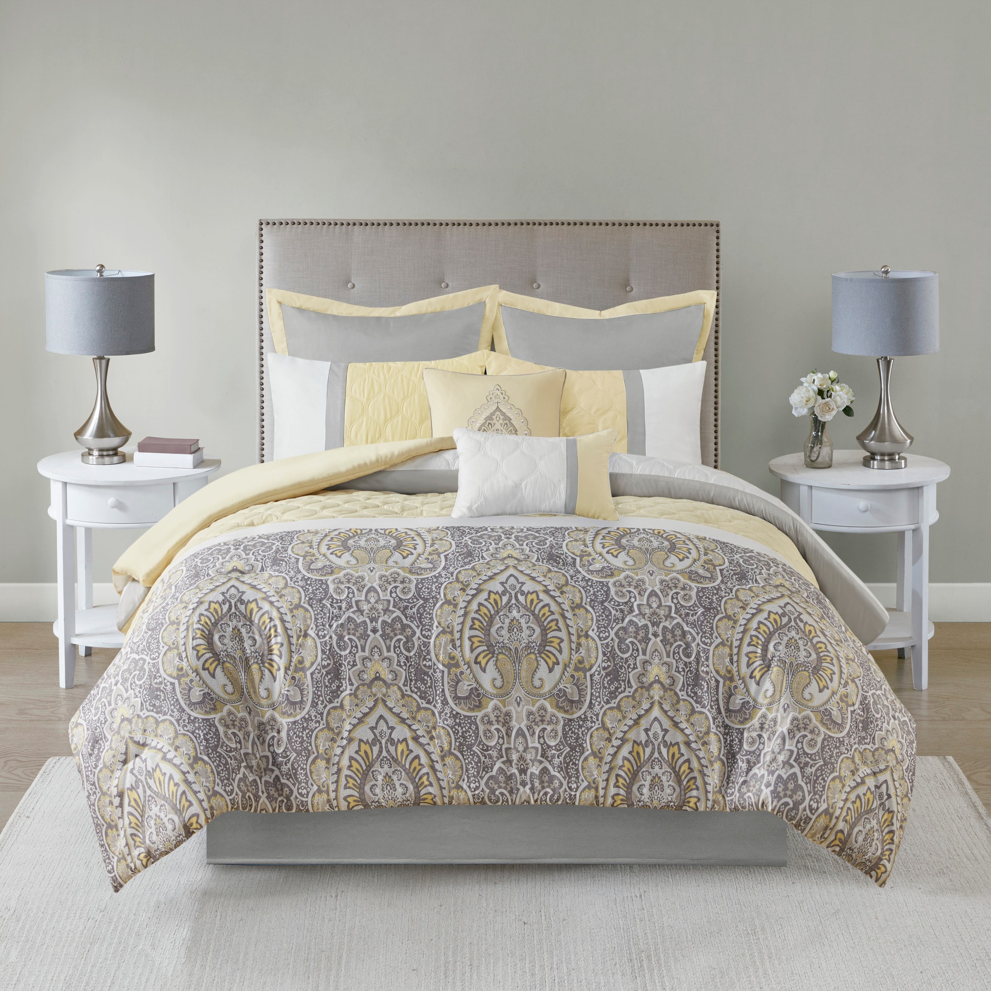 510 Design 5DS10-0276 8 -Piece Yellow California king Comforter Set