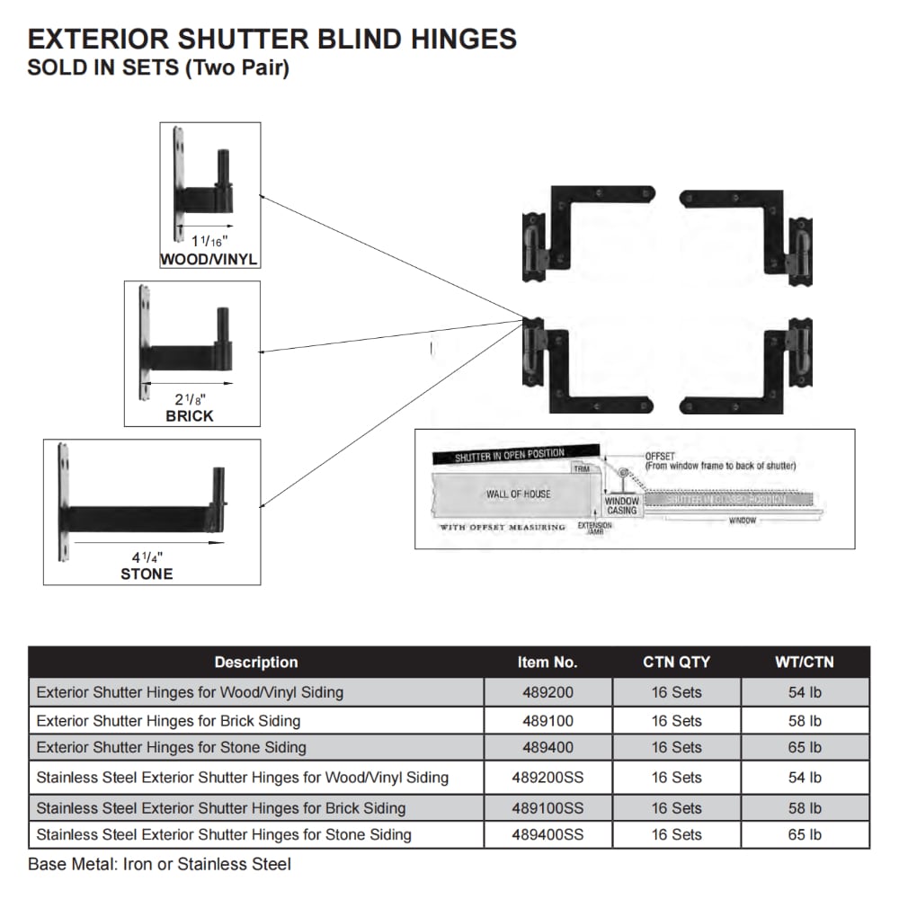 Delaney Hardware Shutter Hinges for Exterior Shutters in the Exterior