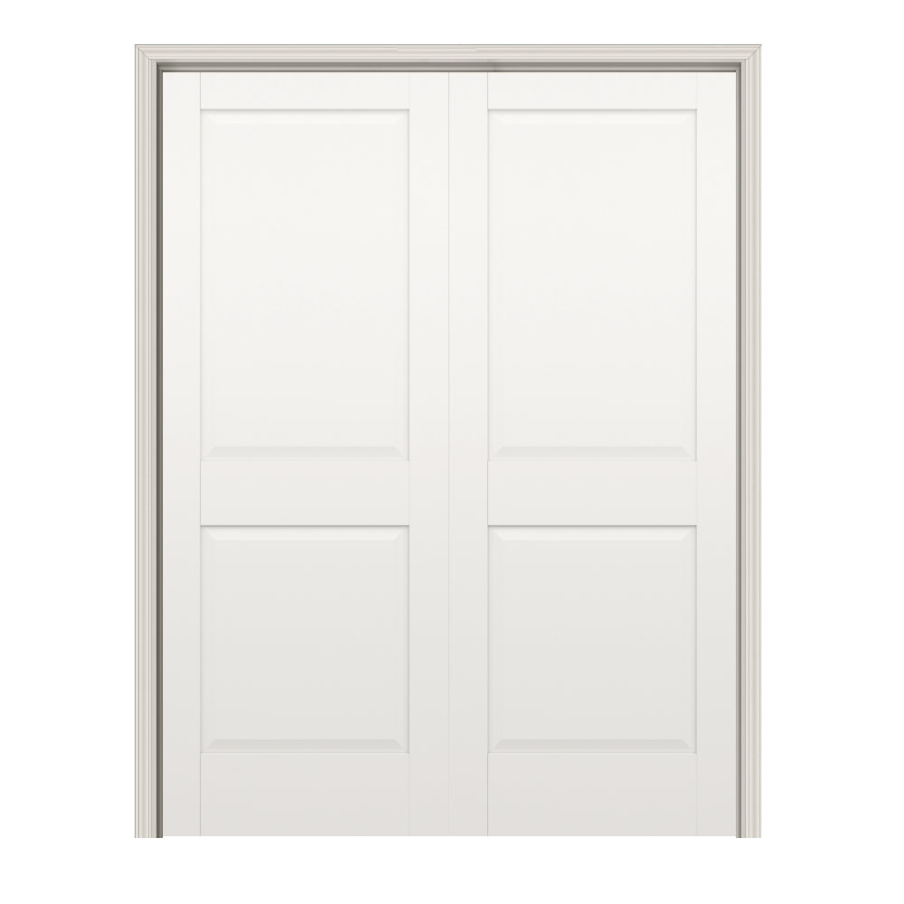 RELIABILT 60-in x 80-in Primed Hollow core 2-panel square Reversible/Universal Smooth Primed Molded composite Split Jamb Double Prehung Interior Door -  PRO10131083