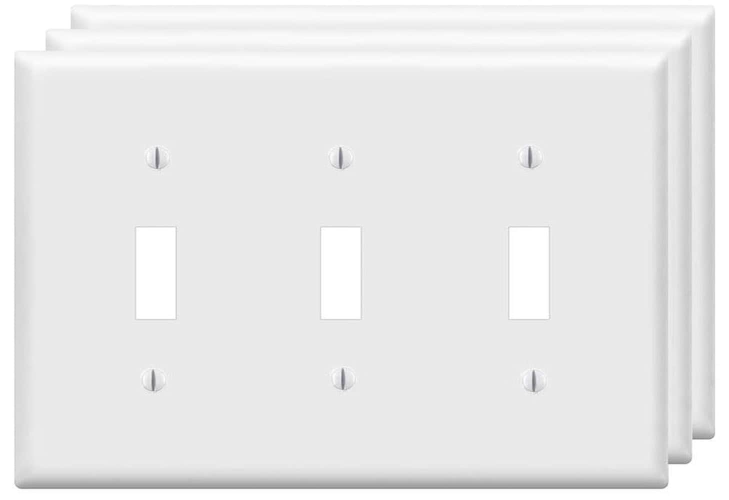 Misopily Toggle Light Switch Wall Plates 3-Gang Switch Electrical Cover Plate Unbreakable Thermoplastic Faceplate White 3 Pack #LMS0810M129