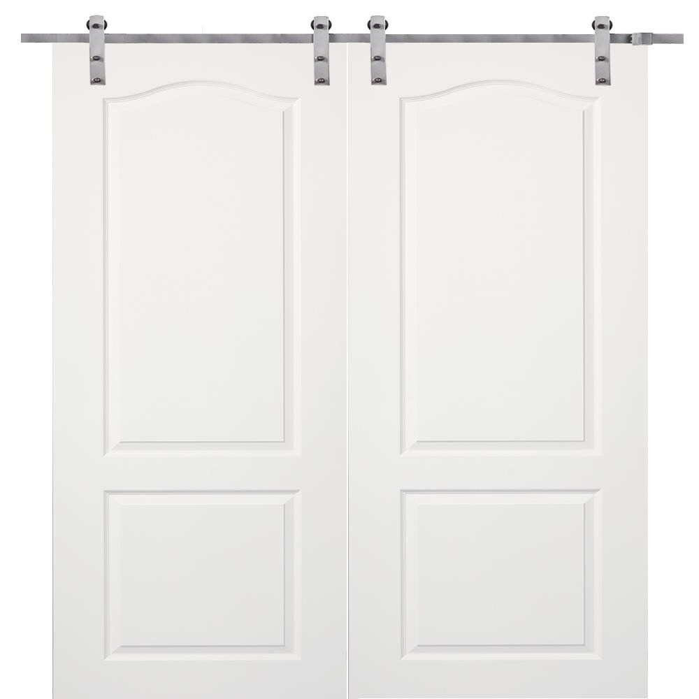 MMI DOOR 72-in x 80-in Primed 2-panel Arch Top Solid Core Primed Molded ...