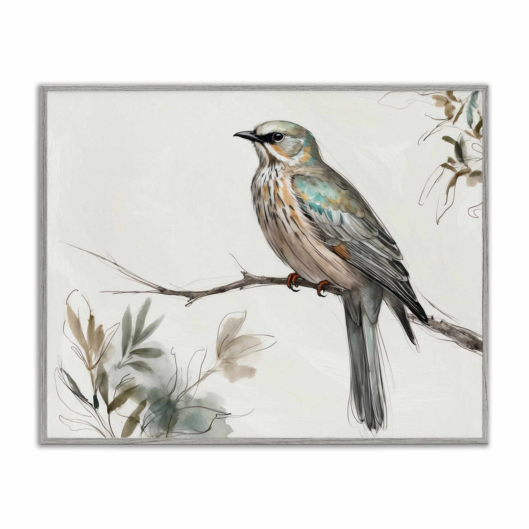 Stupell Industries BT-781-GFF-16X20 Stoic Bird Wildlife Study Gray Framed Giclee Art By LSR Creative Studio 20 x 16