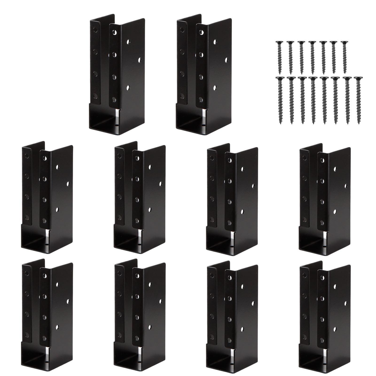Phyfalip  Alloy Steel Concealed Joist Hangers 10 Pack 2 x 6 Inch with Screws Rust Resistant Outdoor Use for Beams Swings Handrails Fences