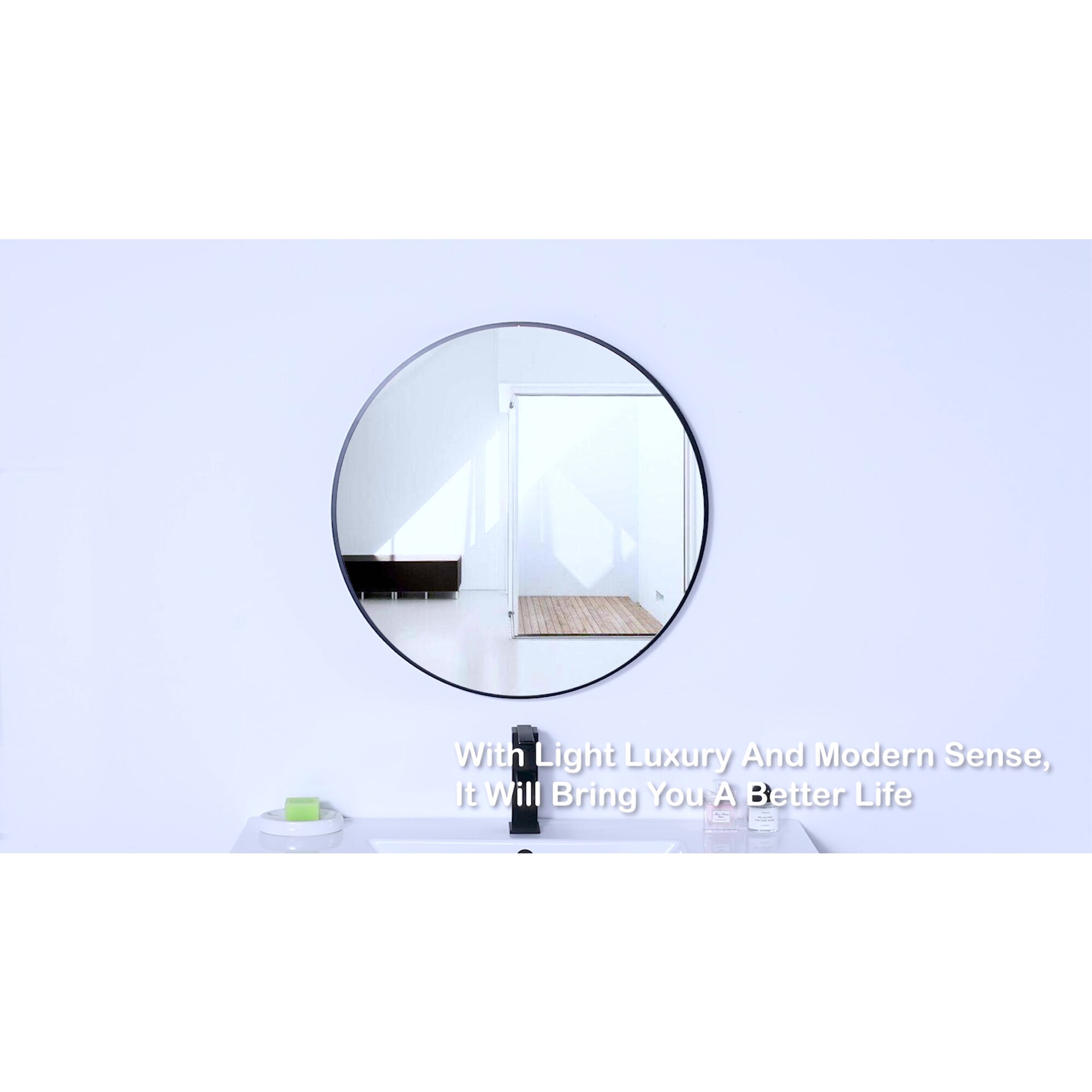 V-1001 Vanity Mirror 36 x 48 Flat Black Frame 2 inch - Artforhotel