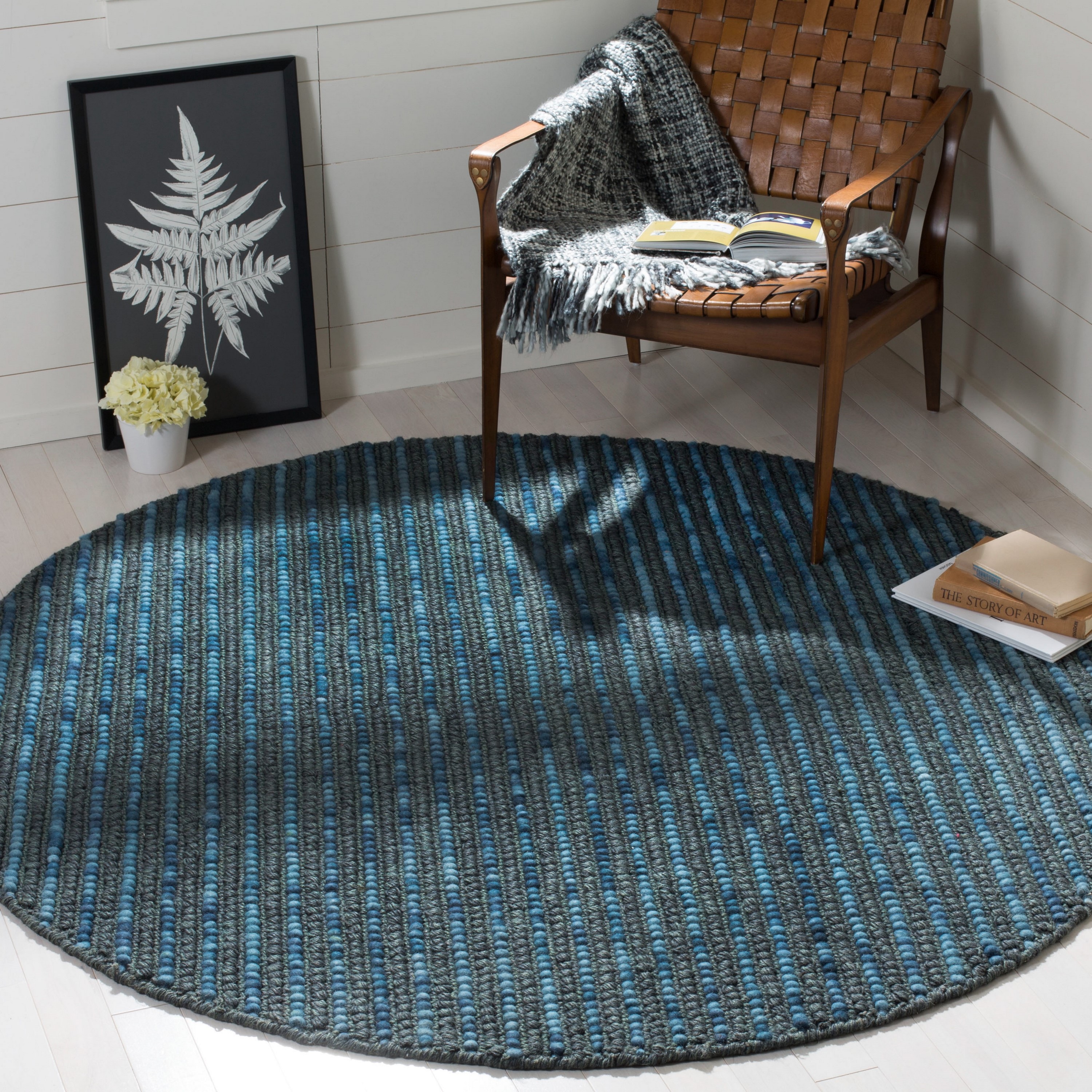Safavieh BOH525G-8R Bohemian Lina 8 x 8 (ft) Synthetic Dark Blue/Multi Round Indoor Abstract Bohemian/Eclectic Area rug